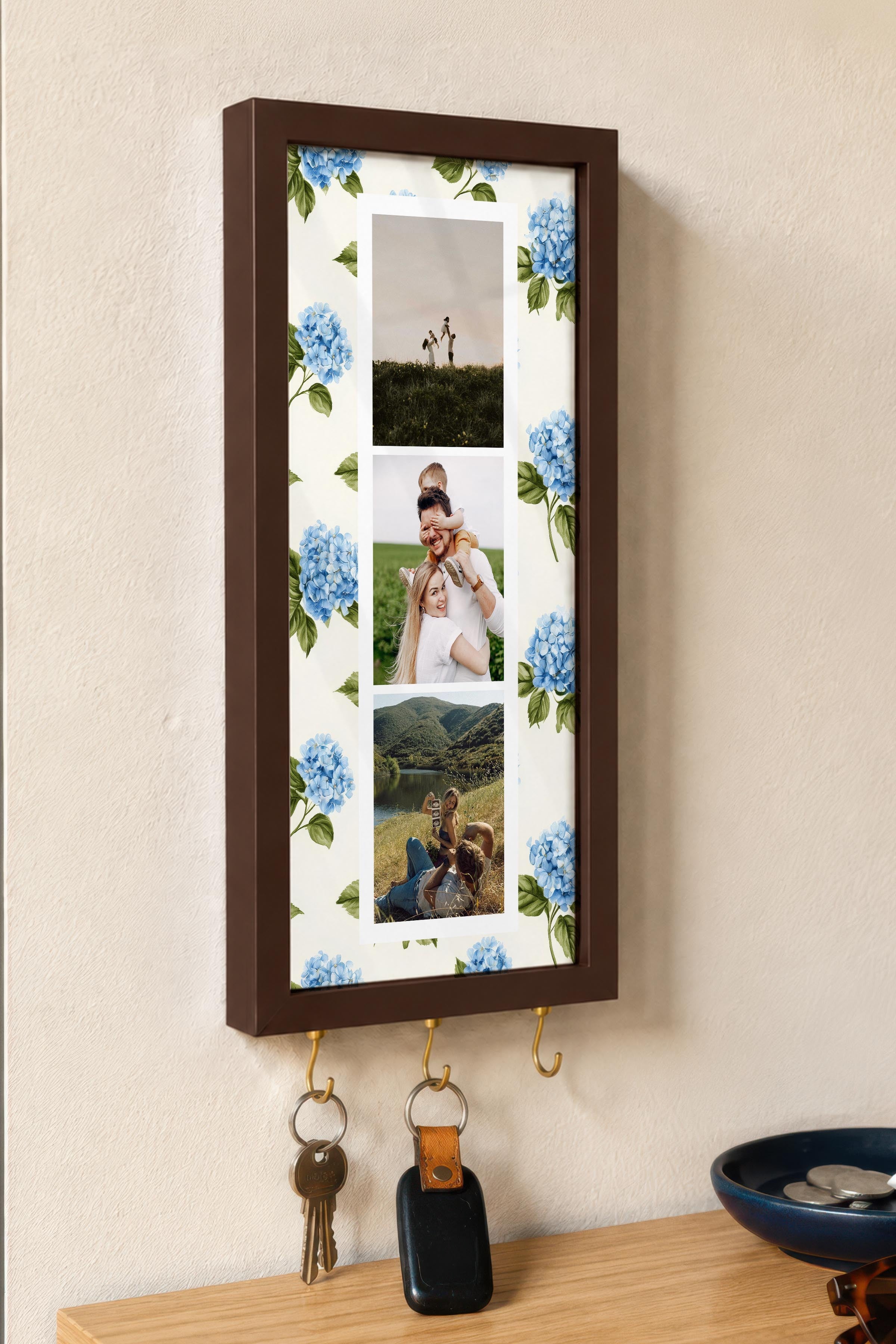 Kişiye Özel Tablo Anahtarlık, Photobooth Stili Kahverengi Fotoğraf Çerçevesi, Vintage Duvar Dekoru