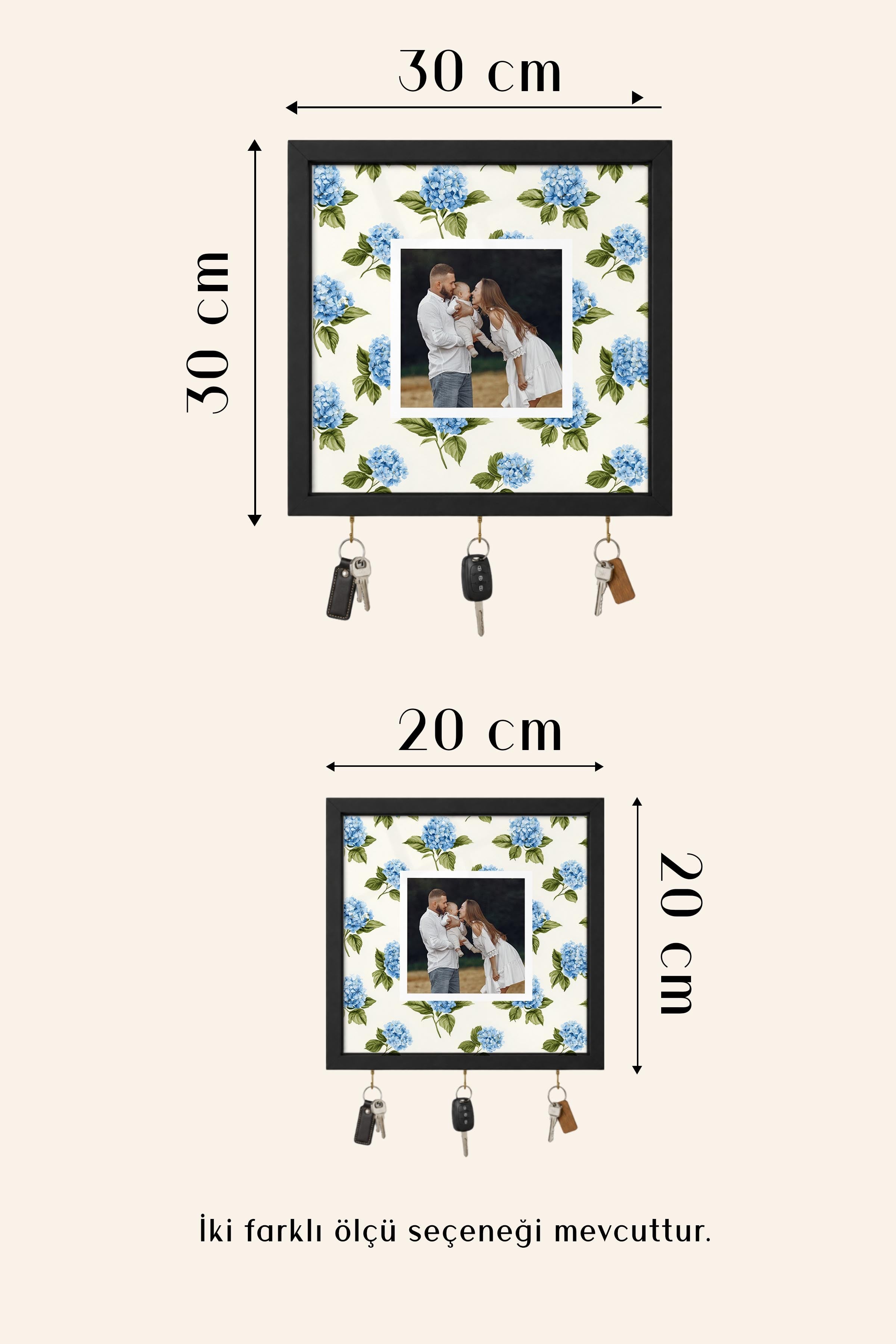 Kişiye Özel Tablo Anahtarlık, Photobooth Stili Kahverengi Fotoğraf Çerçevesi, Vintage Duvar Dekoru