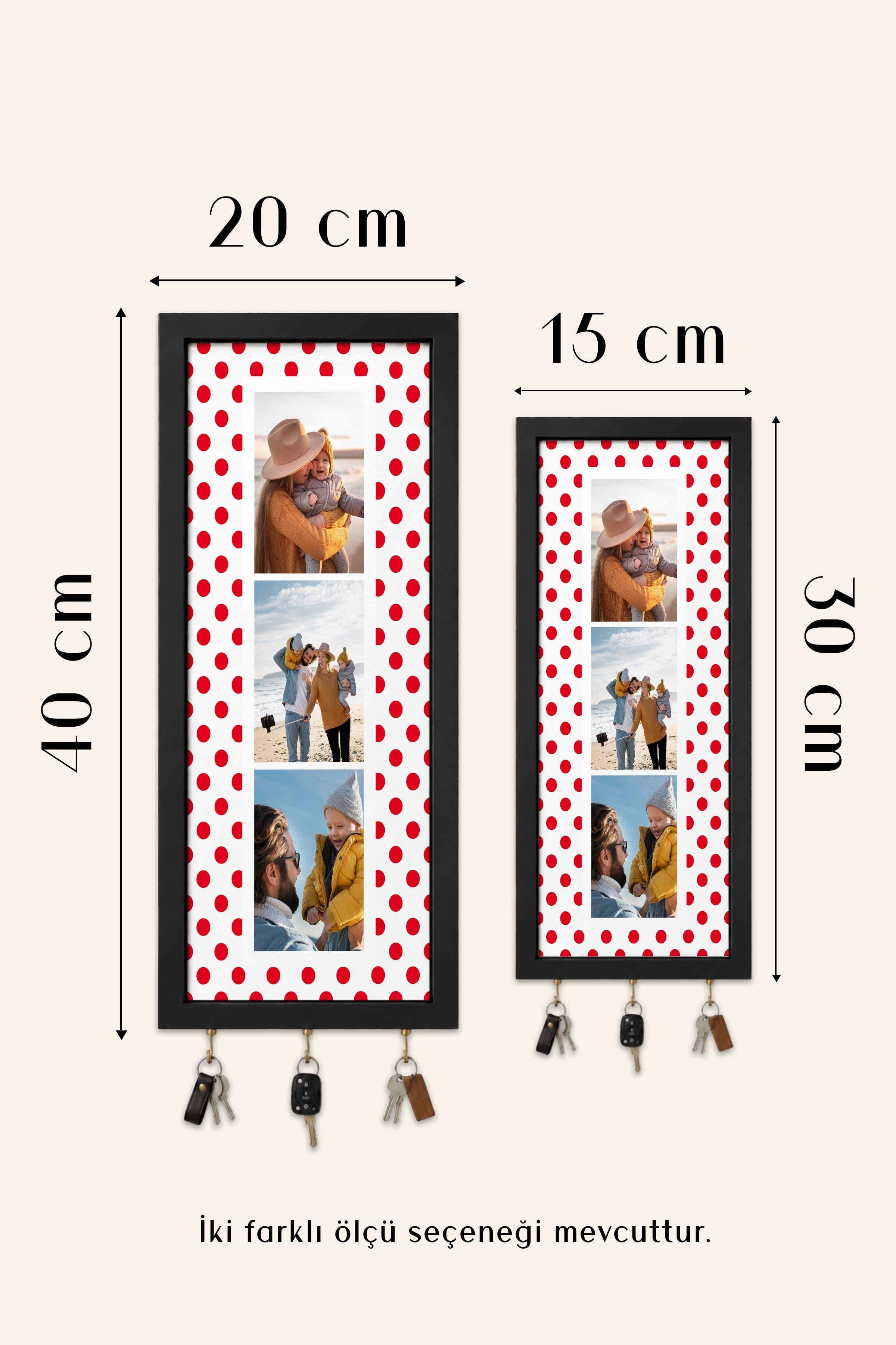 Kişiye Özel Tablo Anahtarlık, Photobooth Stili Kahverengi Fotoğraf Çerçevesi, Vintage Duvar Dekoru