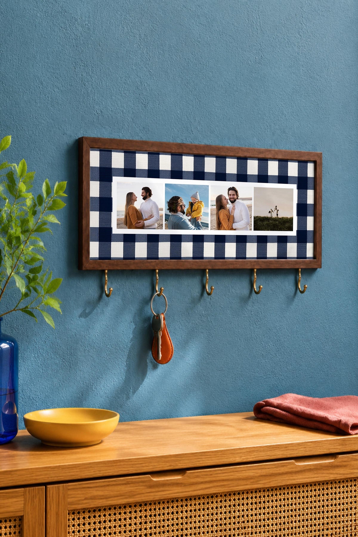 Kişiye Özel Tablo Anahtarlık, Photobooth Stili Kahverengi Fotoğraf Çerçevesi, Vintage Duvar Dekoru