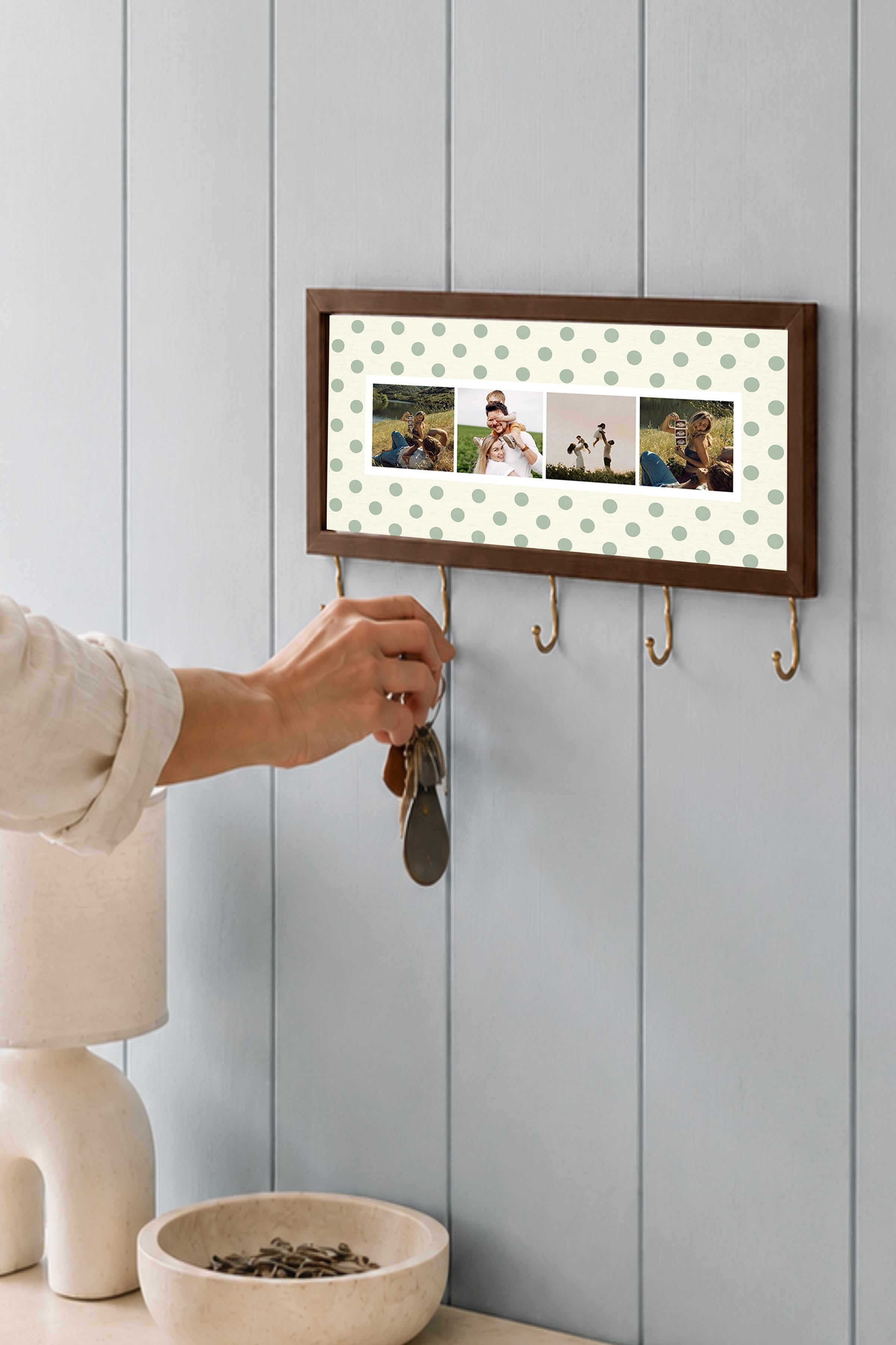 Kişiye Özel Tablo Anahtarlık, Photobooth Stili Kahverengi Fotoğraf Çerçevesi, Vintage Duvar Dekoru