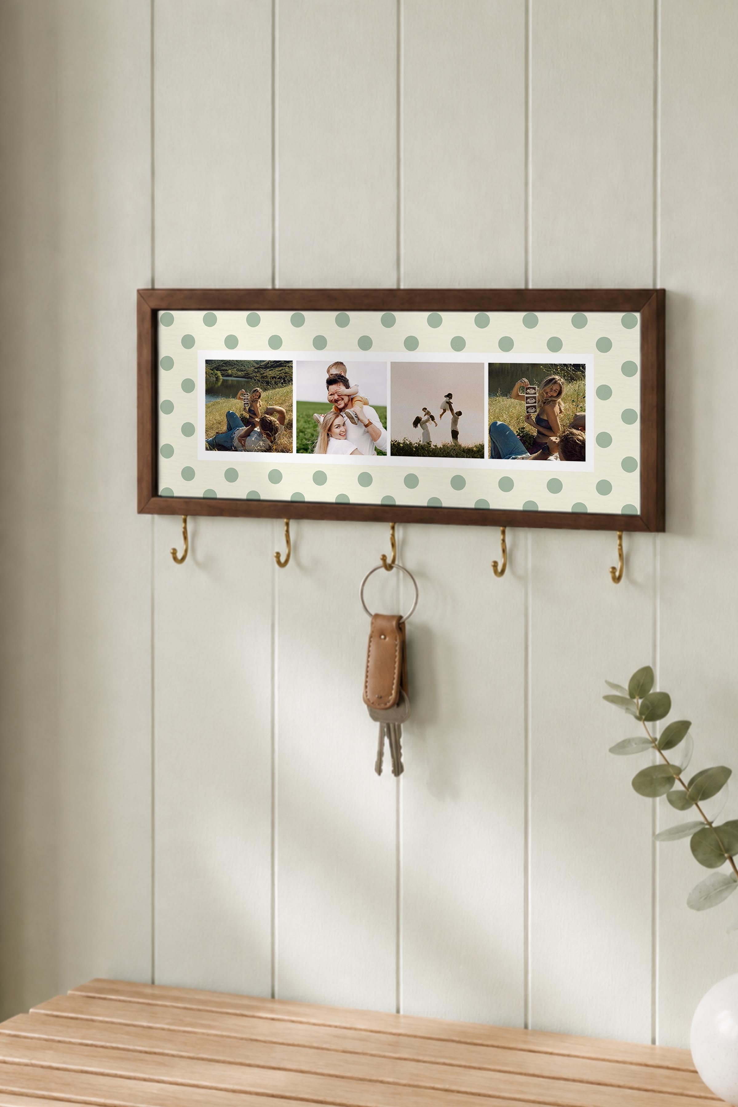 Kişiye Özel Tablo Anahtarlık, Photobooth Stili Kahverengi Fotoğraf Çerçevesi, Vintage Duvar Dekoru