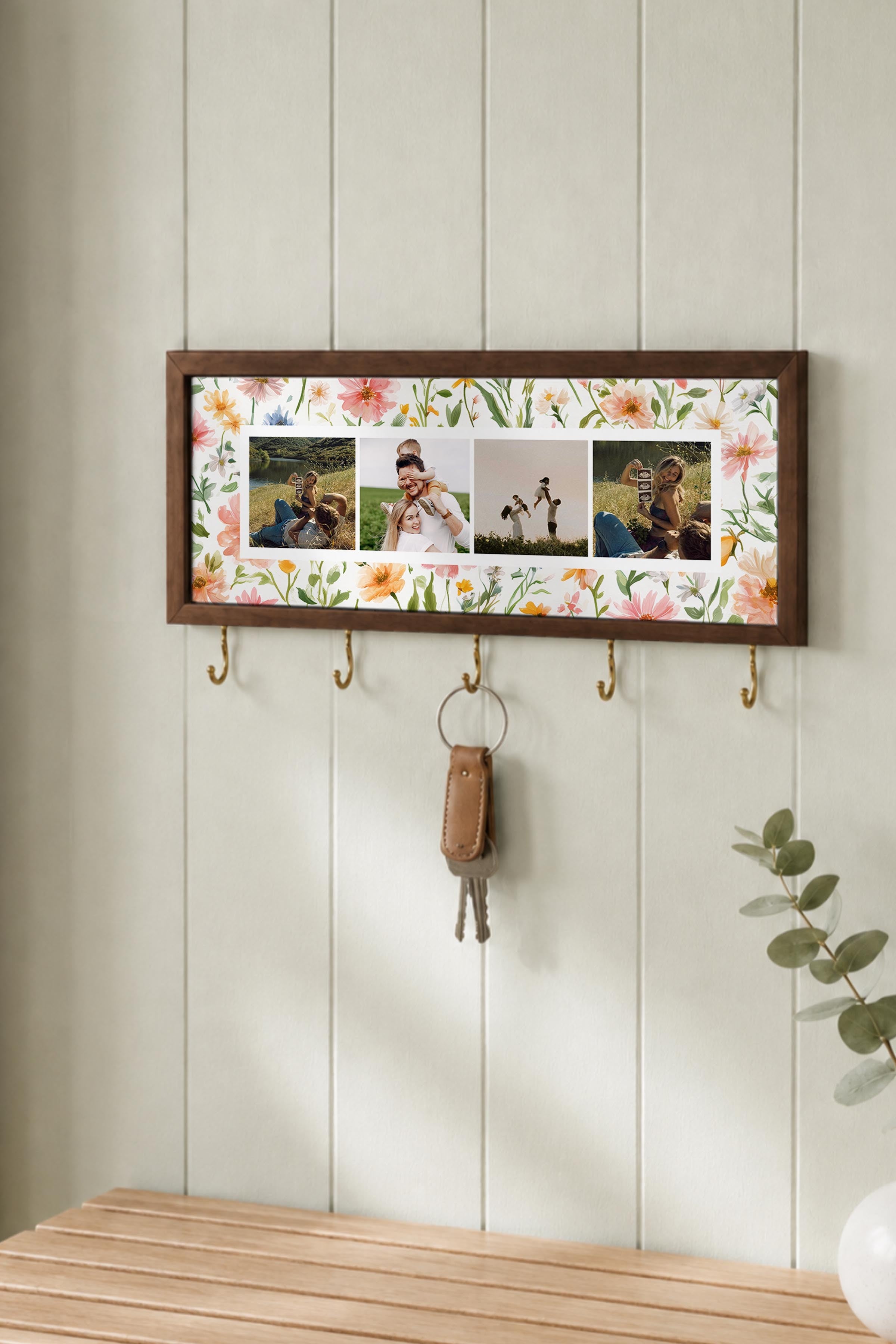 Kişiye Özel Tablo Anahtarlık, Photobooth Stili Kahverengi Fotoğraf Çerçevesi, Vintage Duvar Dekoru