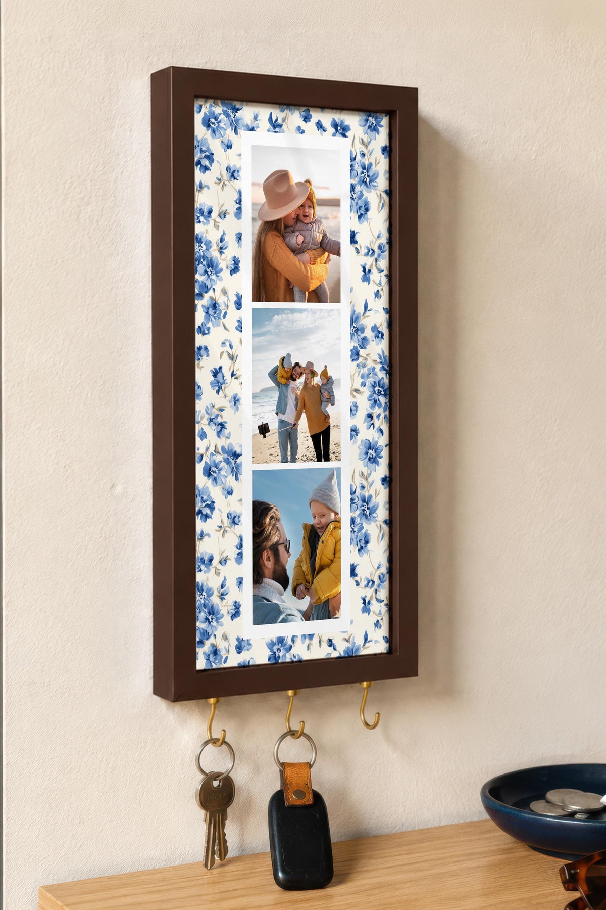 Kişiye Özel Tablo Anahtarlık, Photobooth Stili Kahverengi Fotoğraf Çerçevesi, Vintage Duvar Dekoru