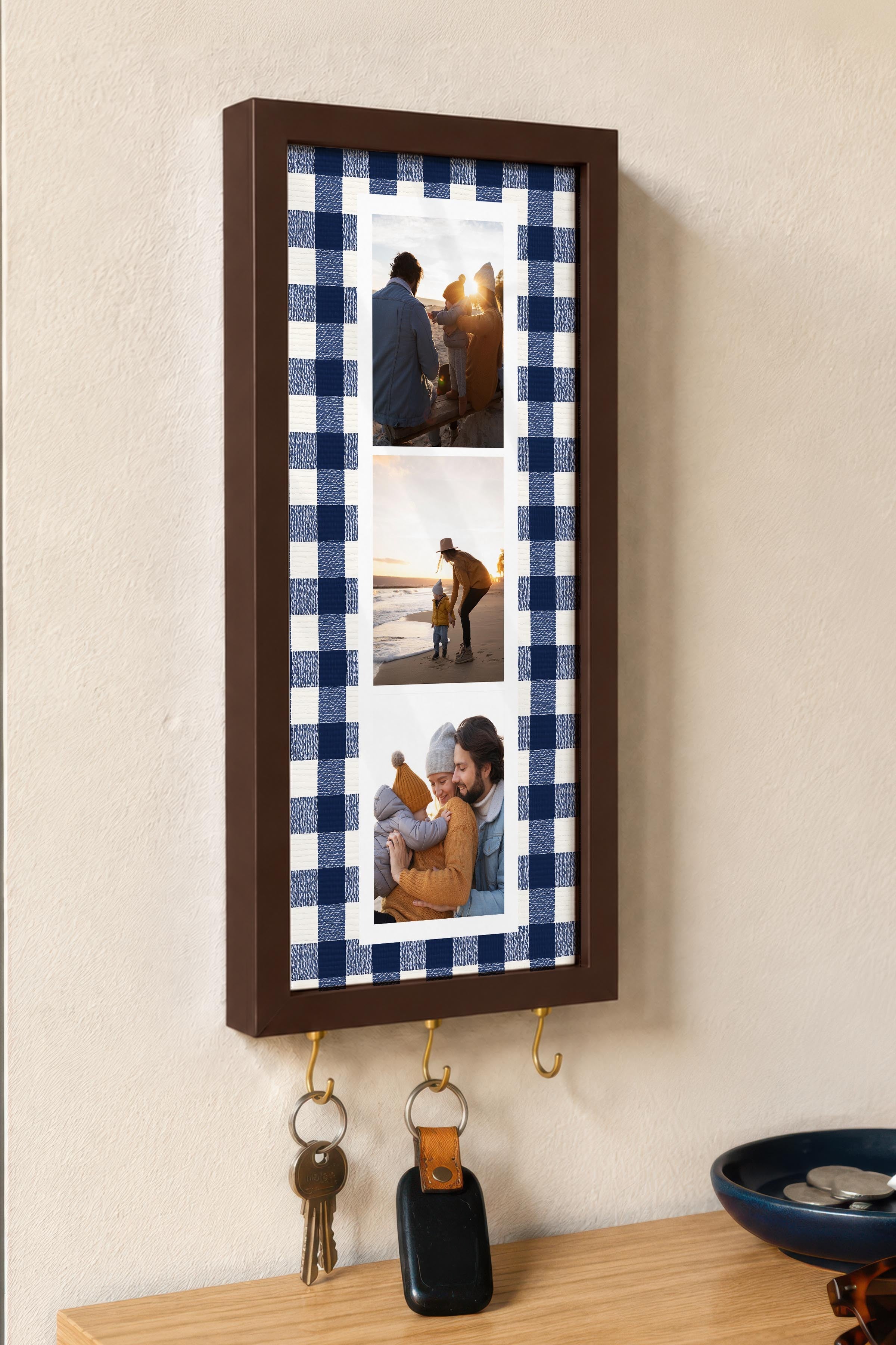 Kişiye Özel Tablo Anahtarlık, Photobooth Stili Kahverengi Fotoğraf Çerçevesi, Vintage Duvar Dekoru