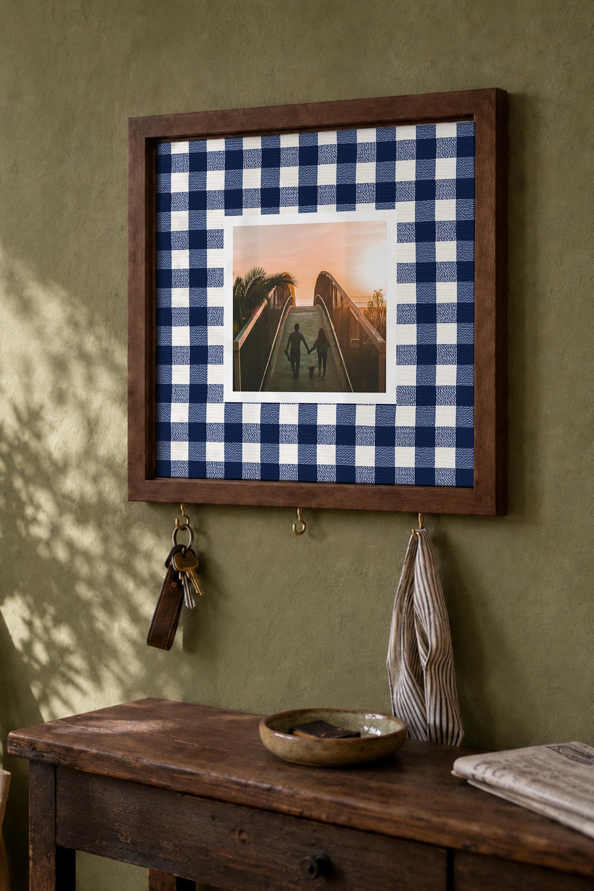 Kişiye Özel Tablo Anahtarlık, Photobooth Stili Kahverengi Fotoğraf Çerçevesi, Vintage Duvar Dekoru