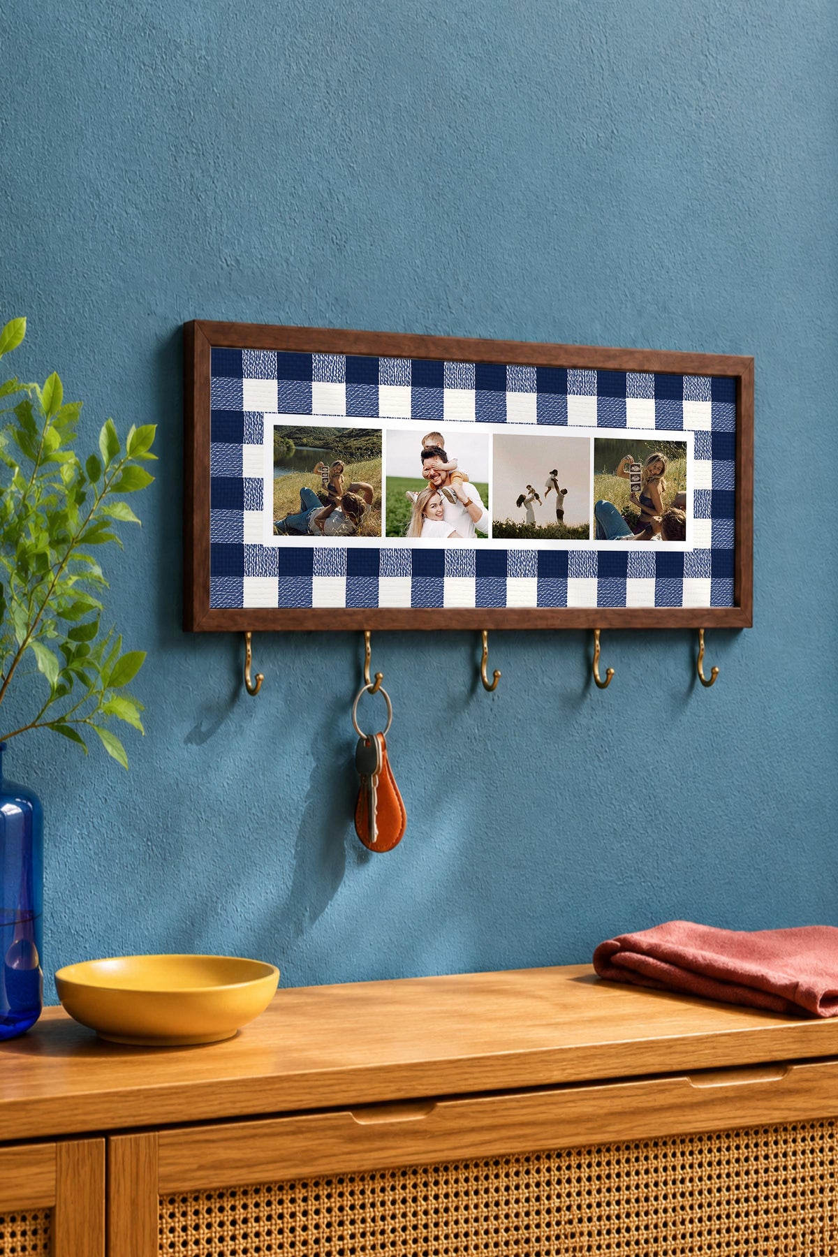 Kişiye Özel Tablo Anahtarlık, Photobooth Stili Kahverengi Fotoğraf Çerçevesi, Vintage Duvar Dekoru