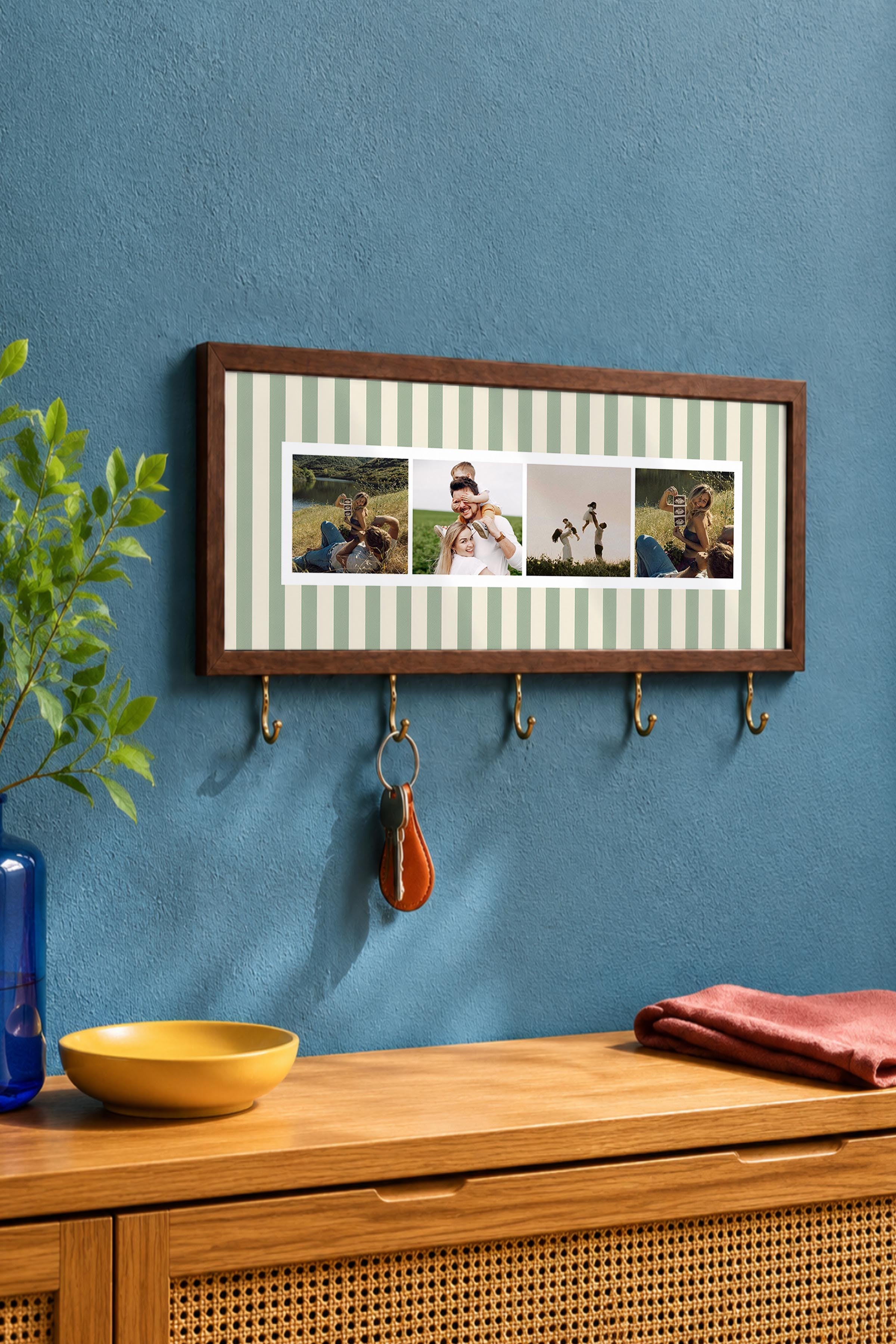 Kişiye Özel Tablo Anahtarlık, Photobooth Stili Kahverengi Fotoğraf Çerçevesi, Vintage Duvar Dekoru