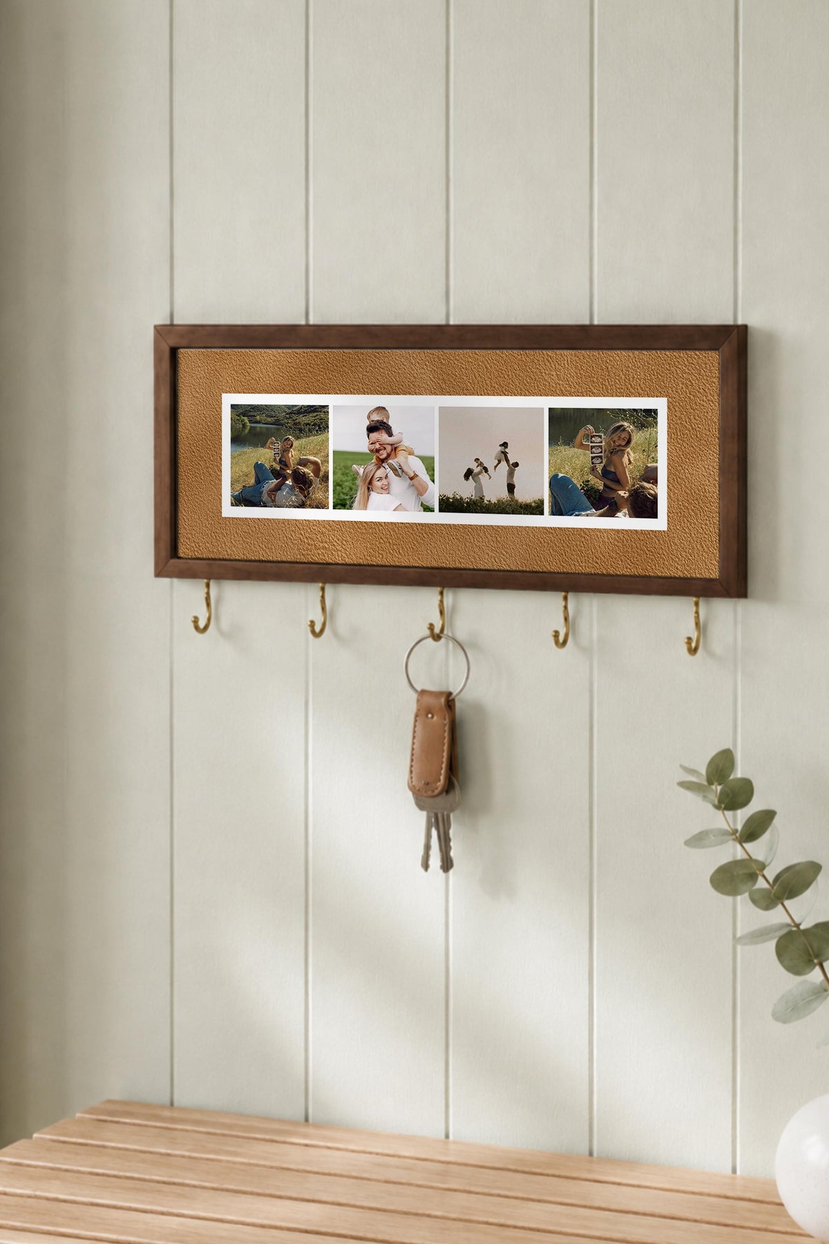 Kişiye Özel Tablo Anahtarlık, Photobooth Stili Kahverengi Fotoğraf Çerçevesi, Vintage Duvar Dekoru