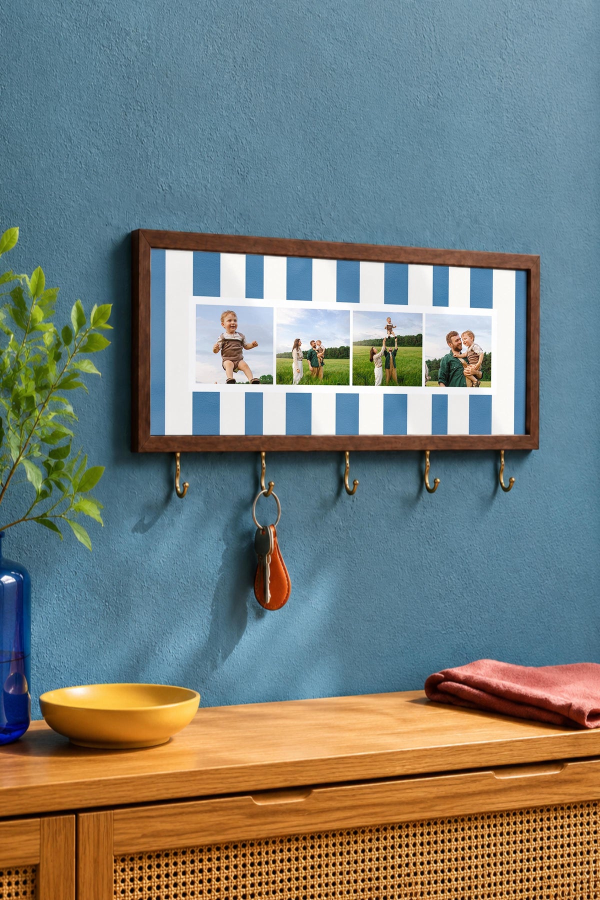 Kişiye Özel Tablo Anahtarlık, Photobooth Stili Kahverengi Fotoğraf Çerçevesi, Vintage Duvar Dekoru