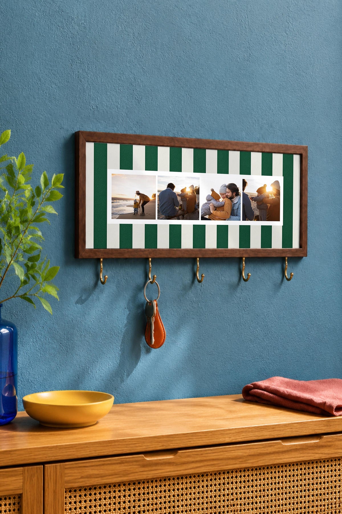 Kişiye Özel Tablo Anahtarlık, Photobooth Stili Kahverengi Fotoğraf Çerçevesi, Vintage Duvar Dekoru