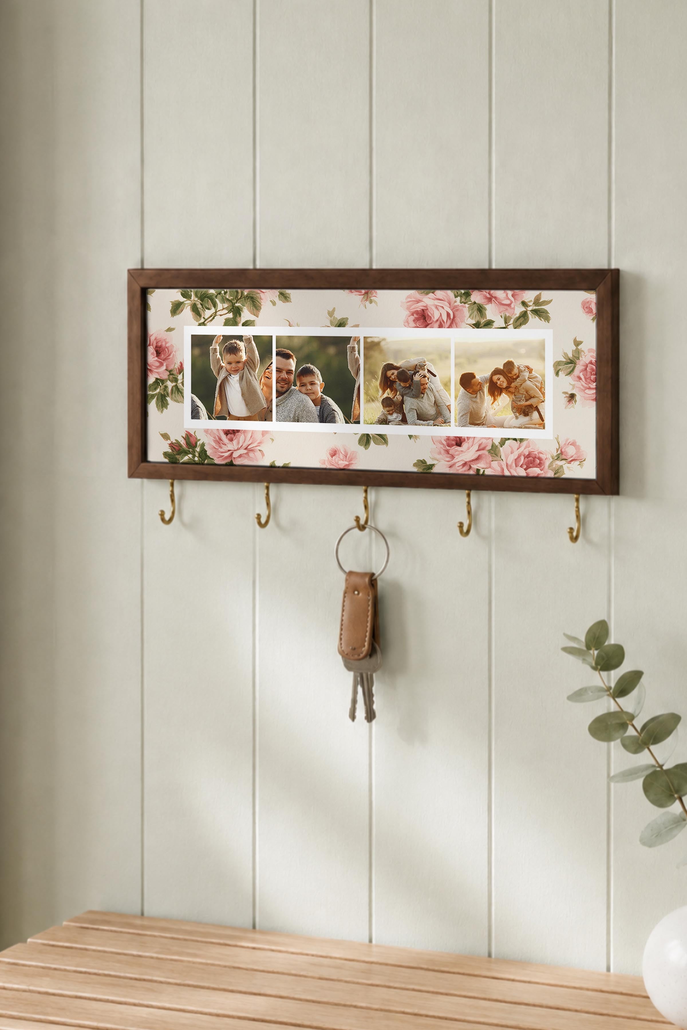 Kişiye Özel Tablo Anahtarlık, Photobooth Stili Kahverengi Fotoğraf Çerçevesi, Vintage Duvar Dekoru
