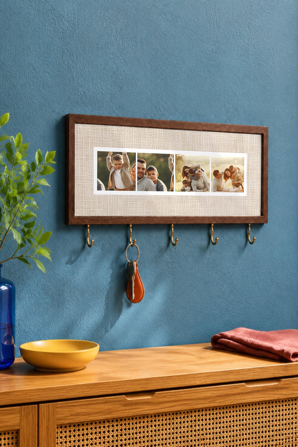 Kişiye Özel Tablo Anahtarlık, Photobooth Stili Kahverengi Fotoğraf Çerçevesi, Vintage Duvar Dekoru