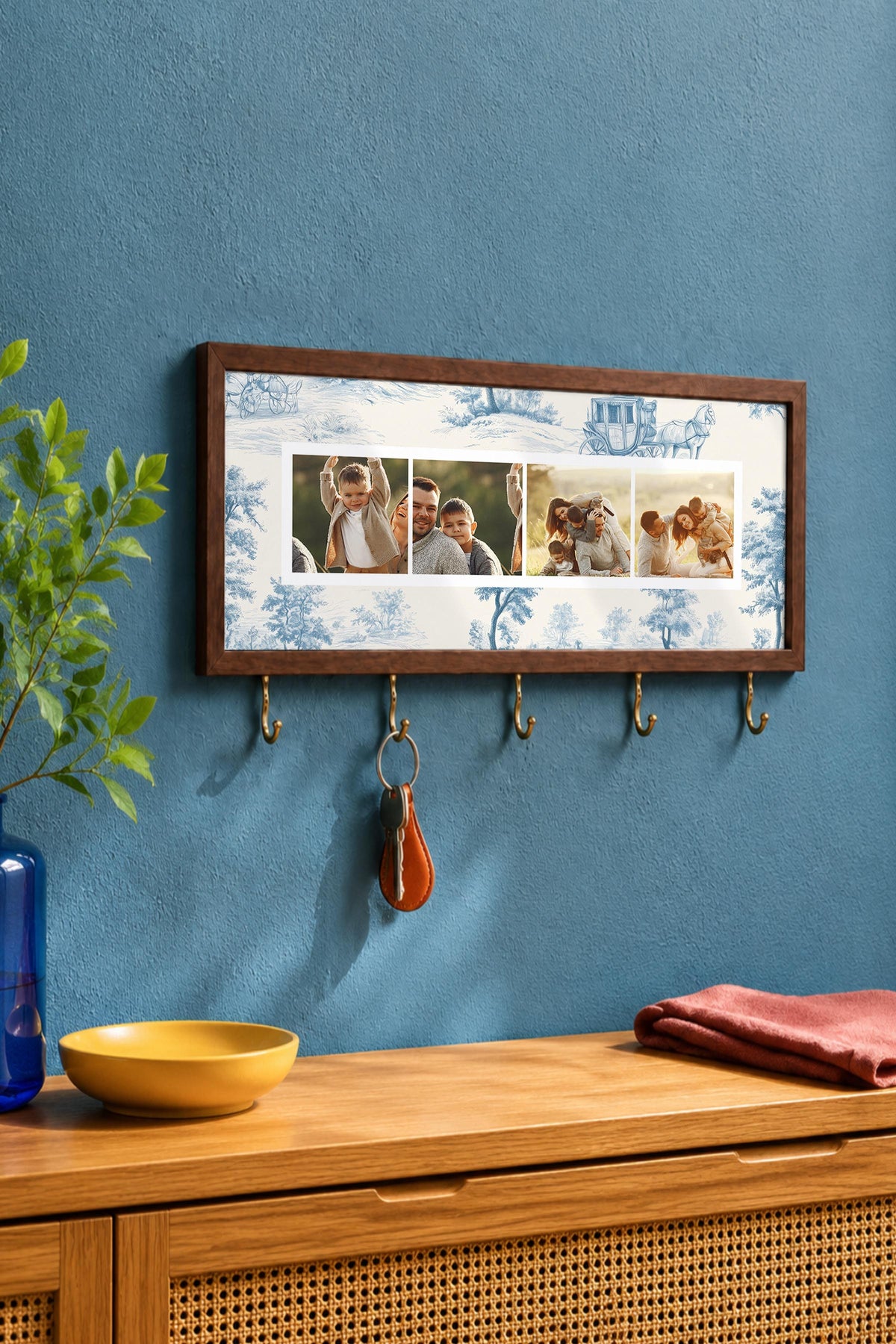 Kişiye Özel Tablo Anahtarlık, Photobooth Stili Kahverengi Fotoğraf Çerçevesi, Vintage Duvar Dekoru