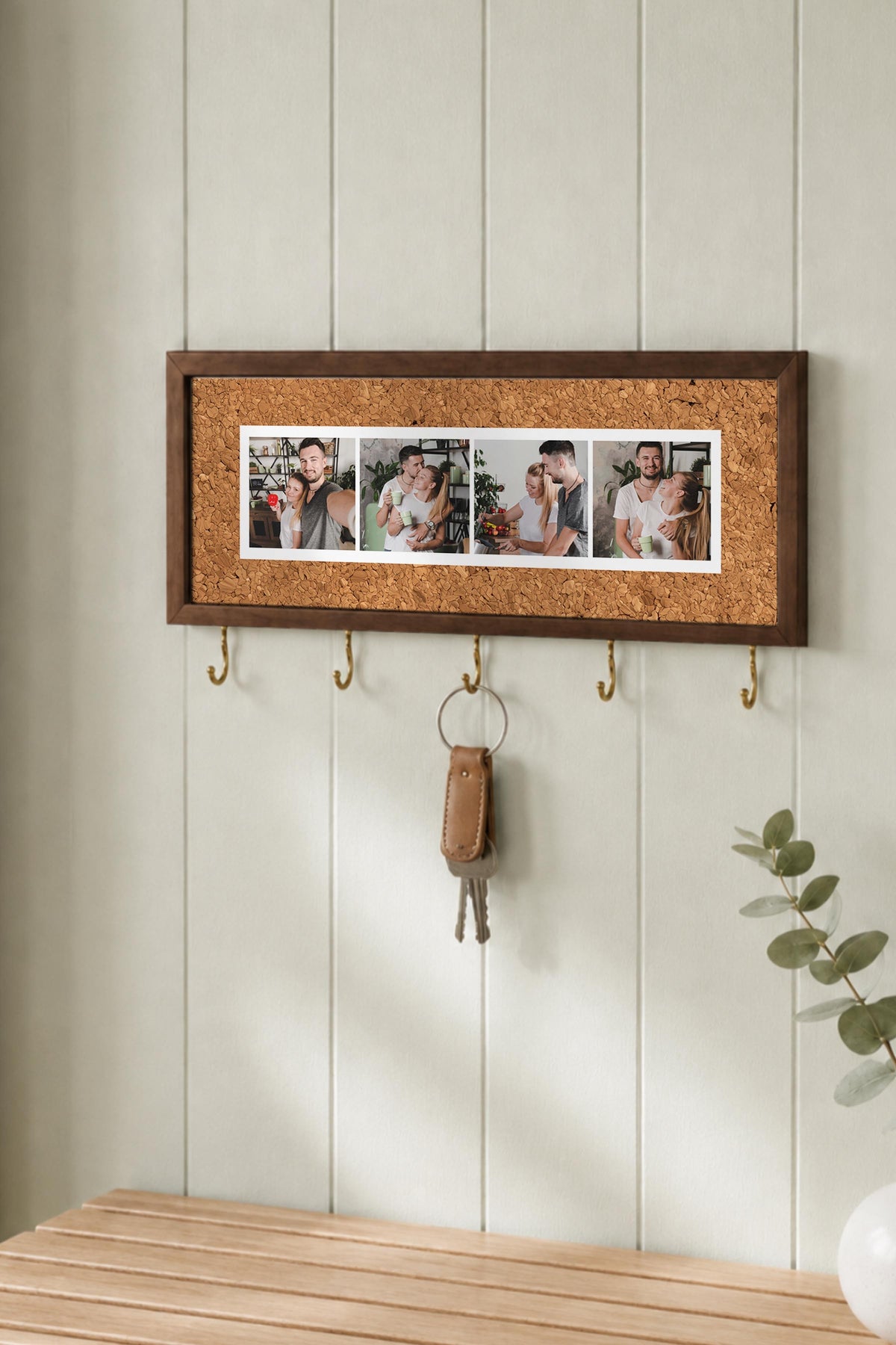 Kişiye Özel Tablo Anahtarlık, Photobooth Stili Kahverengi Fotoğraf Çerçevesi, Vintage Duvar Dekoru