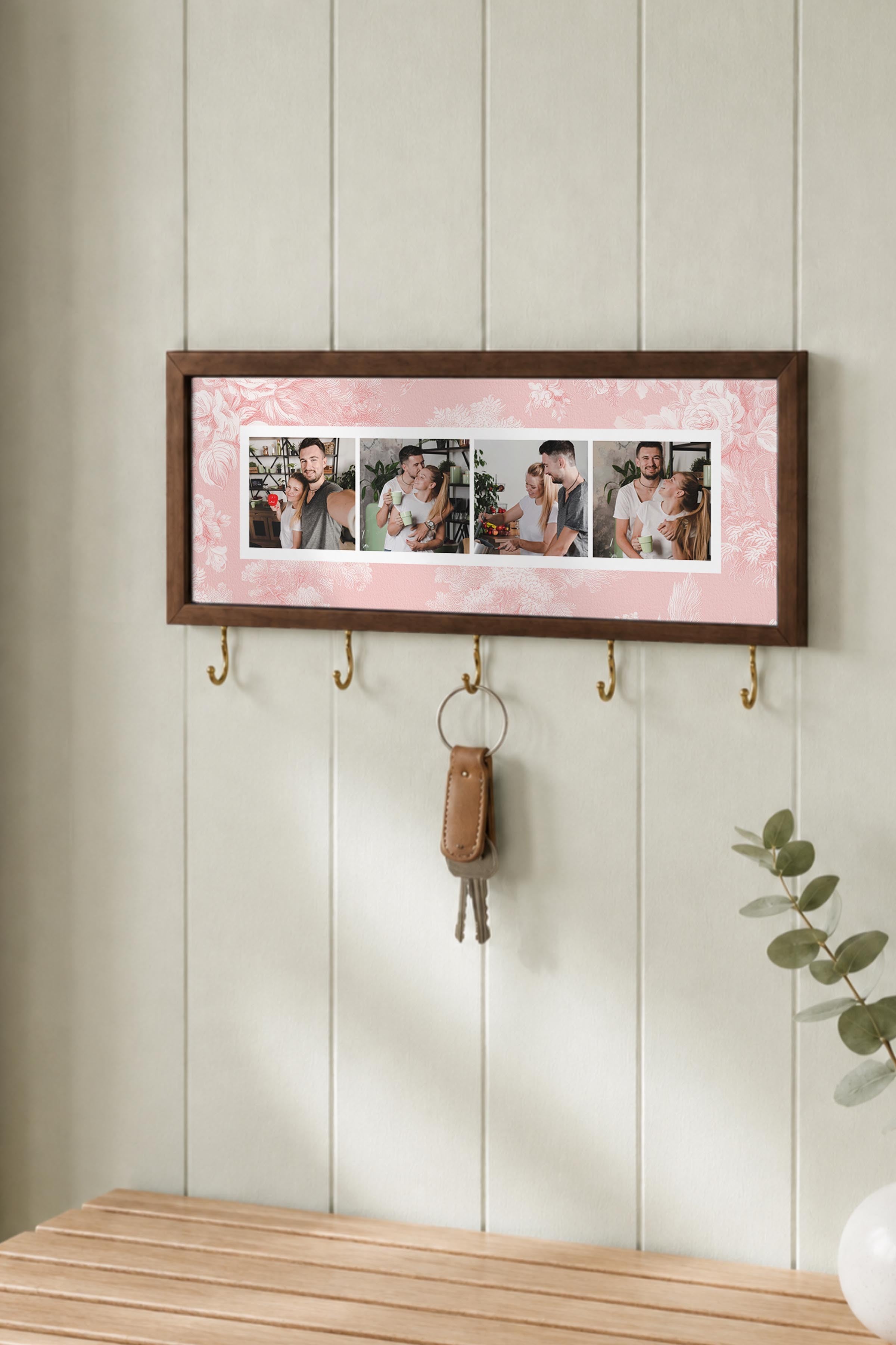 Kişiye Özel Tablo Anahtarlık, Photobooth Stili Kahverengi Fotoğraf Çerçevesi, Vintage Duvar Dekoru