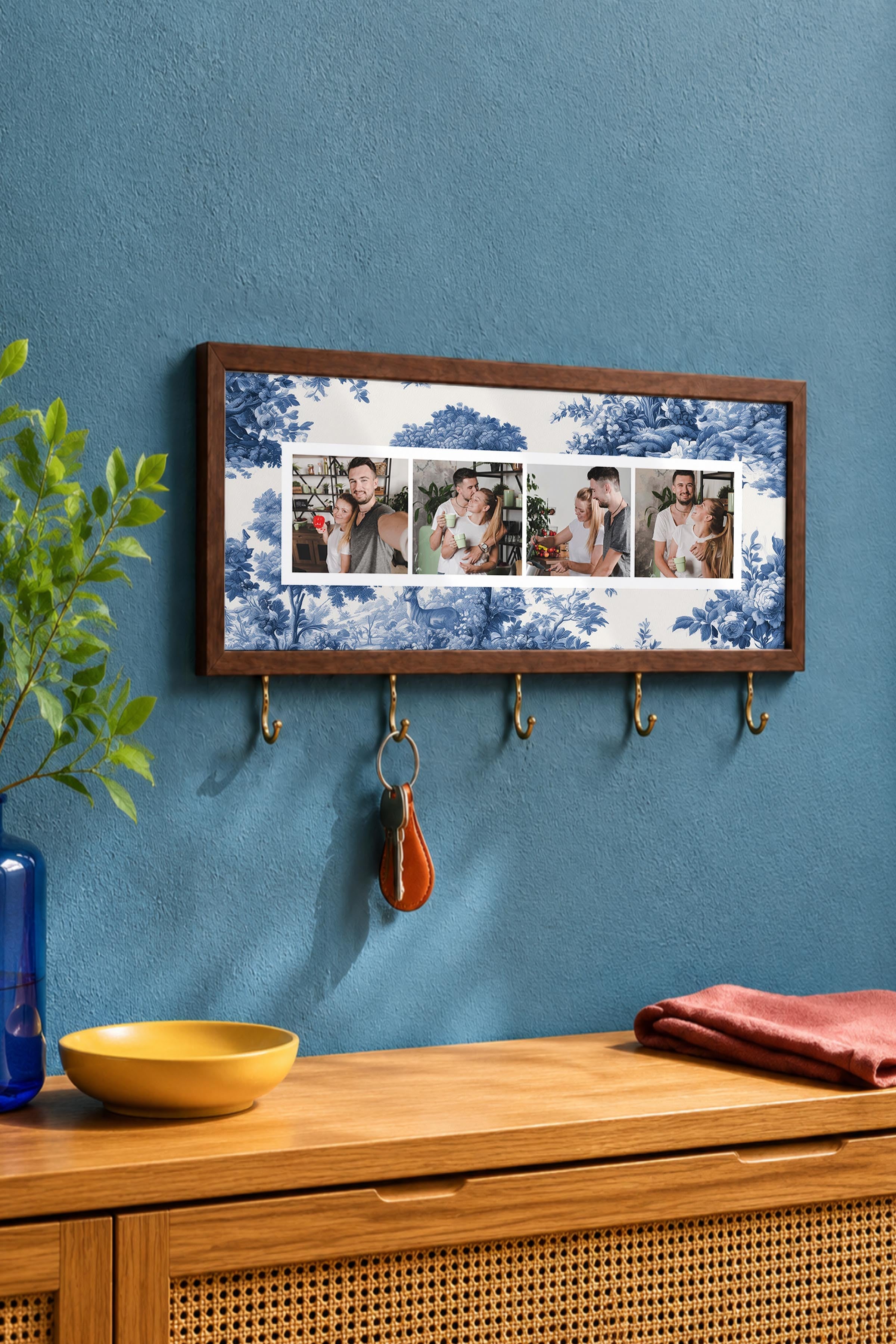 Kişiye Özel Tablo Anahtarlık, Photobooth Stili Kahverengi Fotoğraf Çerçevesi, Vintage Duvar Dekoru