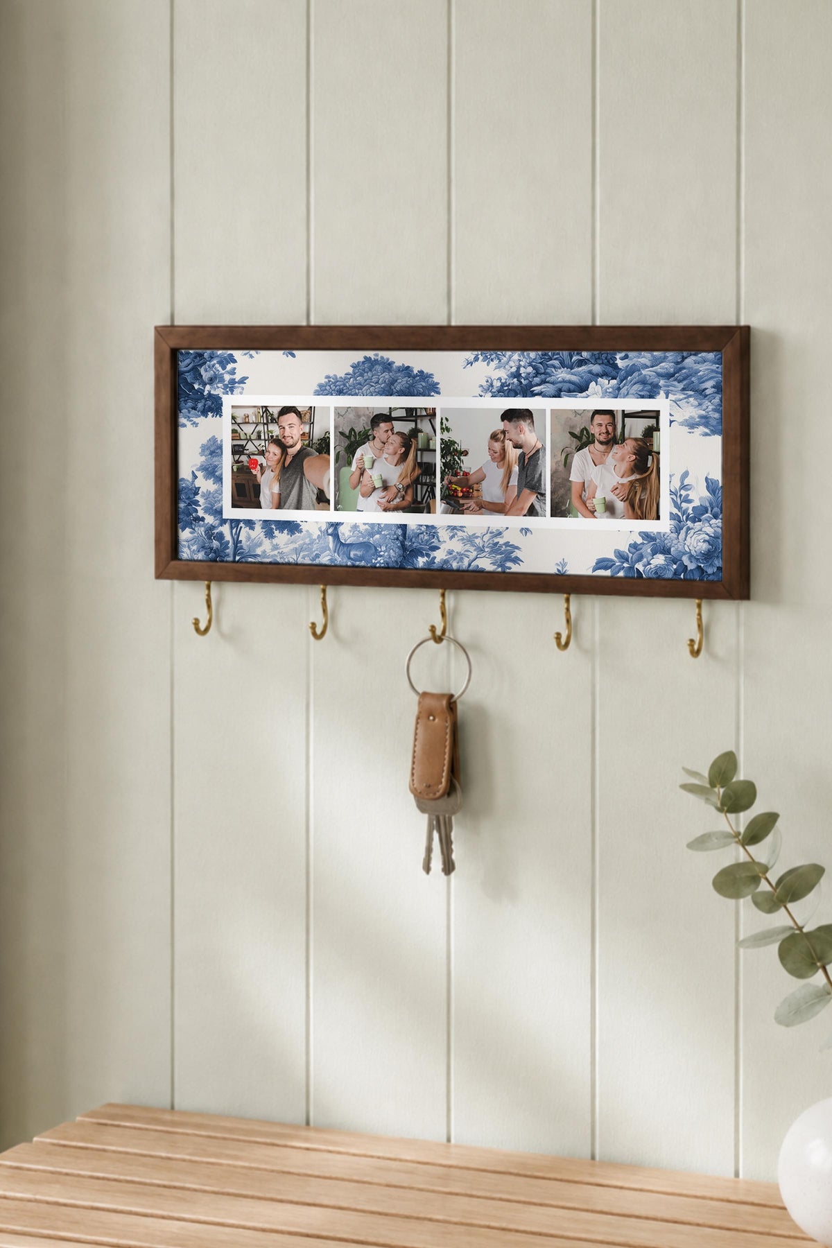 Kişiye Özel Tablo Anahtarlık, Photobooth Stili Kahverengi Fotoğraf Çerçevesi, Vintage Duvar Dekoru