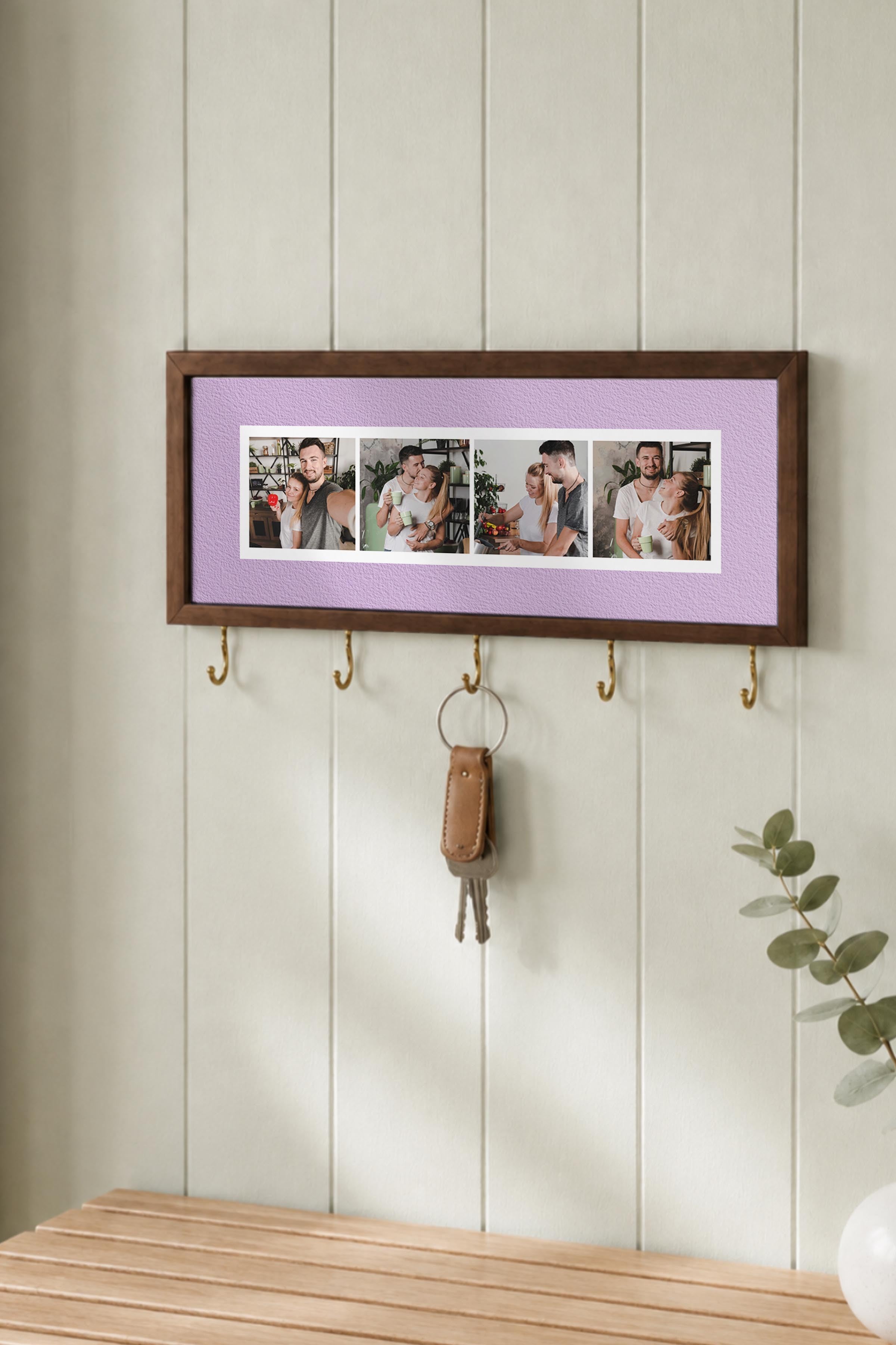 Kişiye Özel Tablo Anahtarlık, Photobooth Stili Kahverengi Fotoğraf Çerçevesi, Vintage Duvar Dekoru