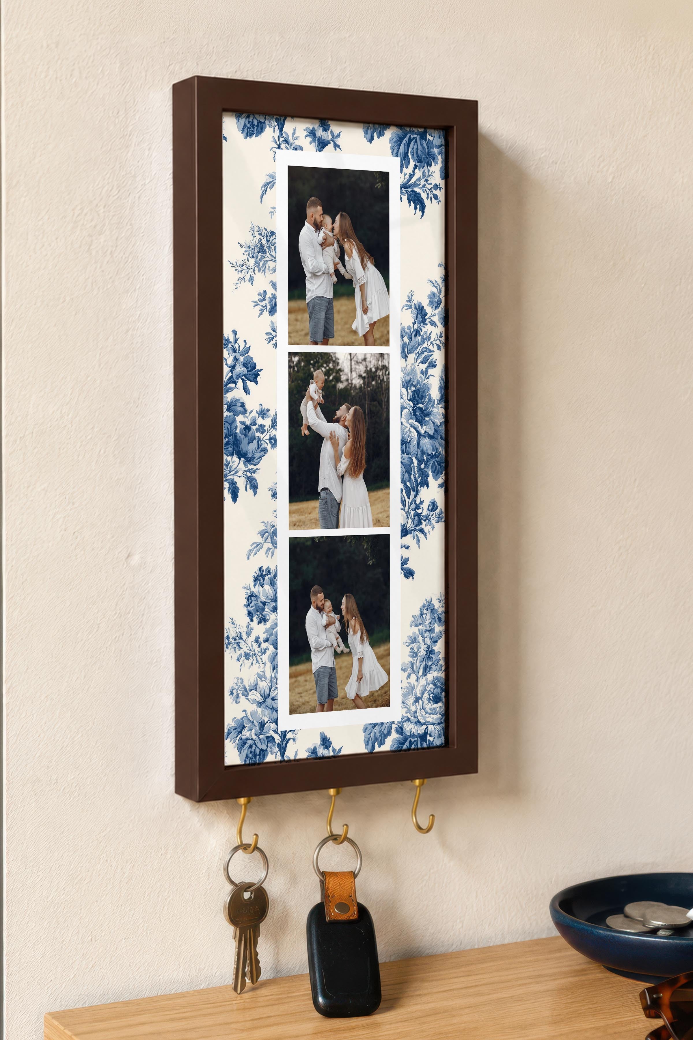 Kişiye Özel Tablo Anahtarlık, Photobooth Stili Kahverengi Fotoğraf Çerçevesi, Vintage Duvar Dekoru