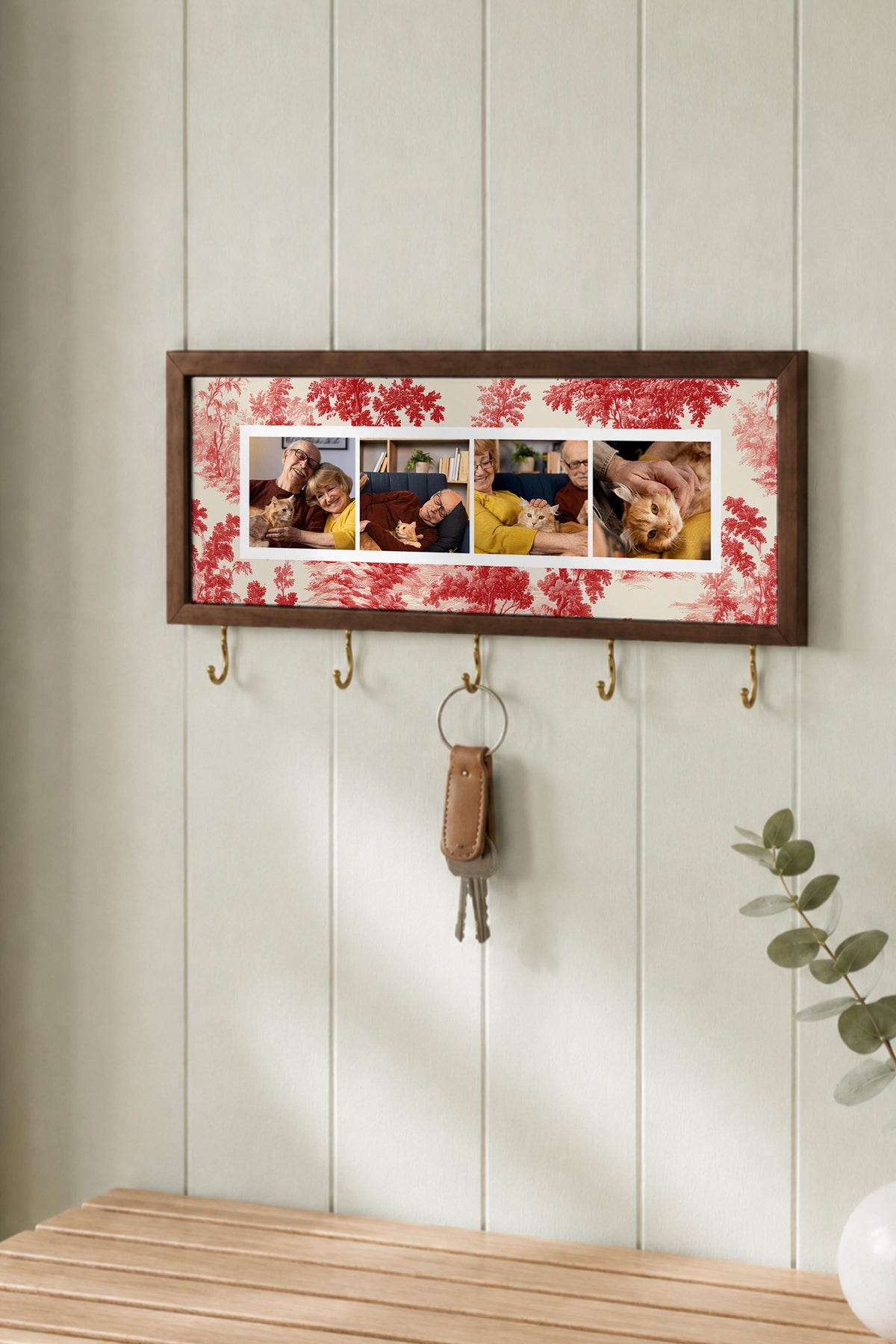 Kişiye Özel Tablo Anahtarlık, Photobooth Stili Kahverengi Fotoğraf Çerçevesi, Vintage Duvar Dekoru