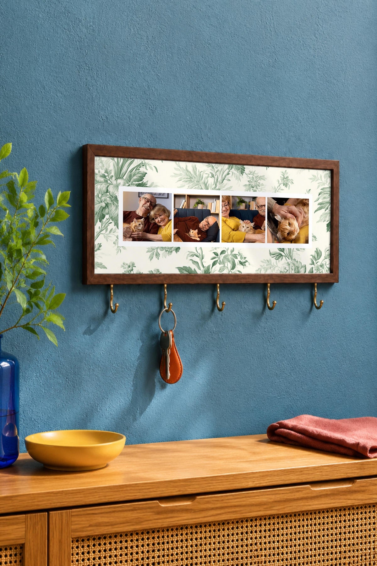 Kişiye Özel Tablo Anahtarlık, Photobooth Stili Kahverengi Fotoğraf Çerçevesi, Vintage Duvar Dekoru