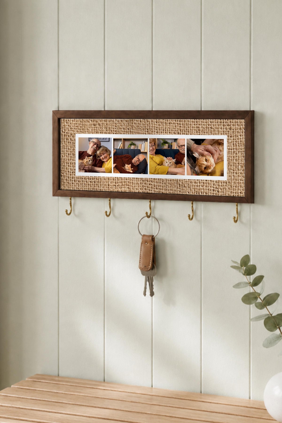 Kişiye Özel Tablo Anahtarlık, Photobooth Stili Kahverengi Fotoğraf Çerçevesi, Vintage Duvar Dekoru