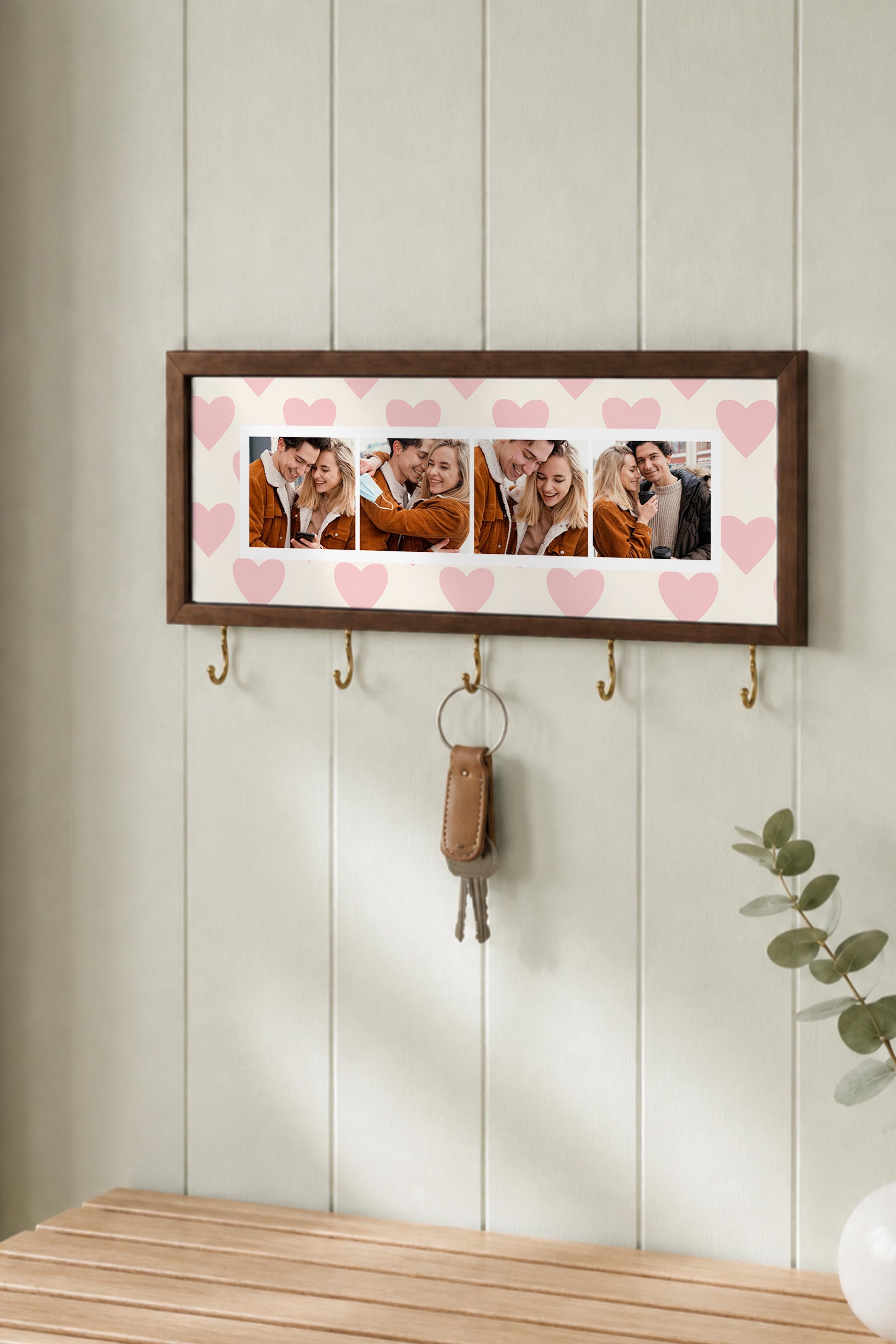 Kişiye Özel Tablo Anahtarlık, Photobooth Stili Kahverengi Fotoğraf Çerçevesi, Vintage Duvar Dekoru