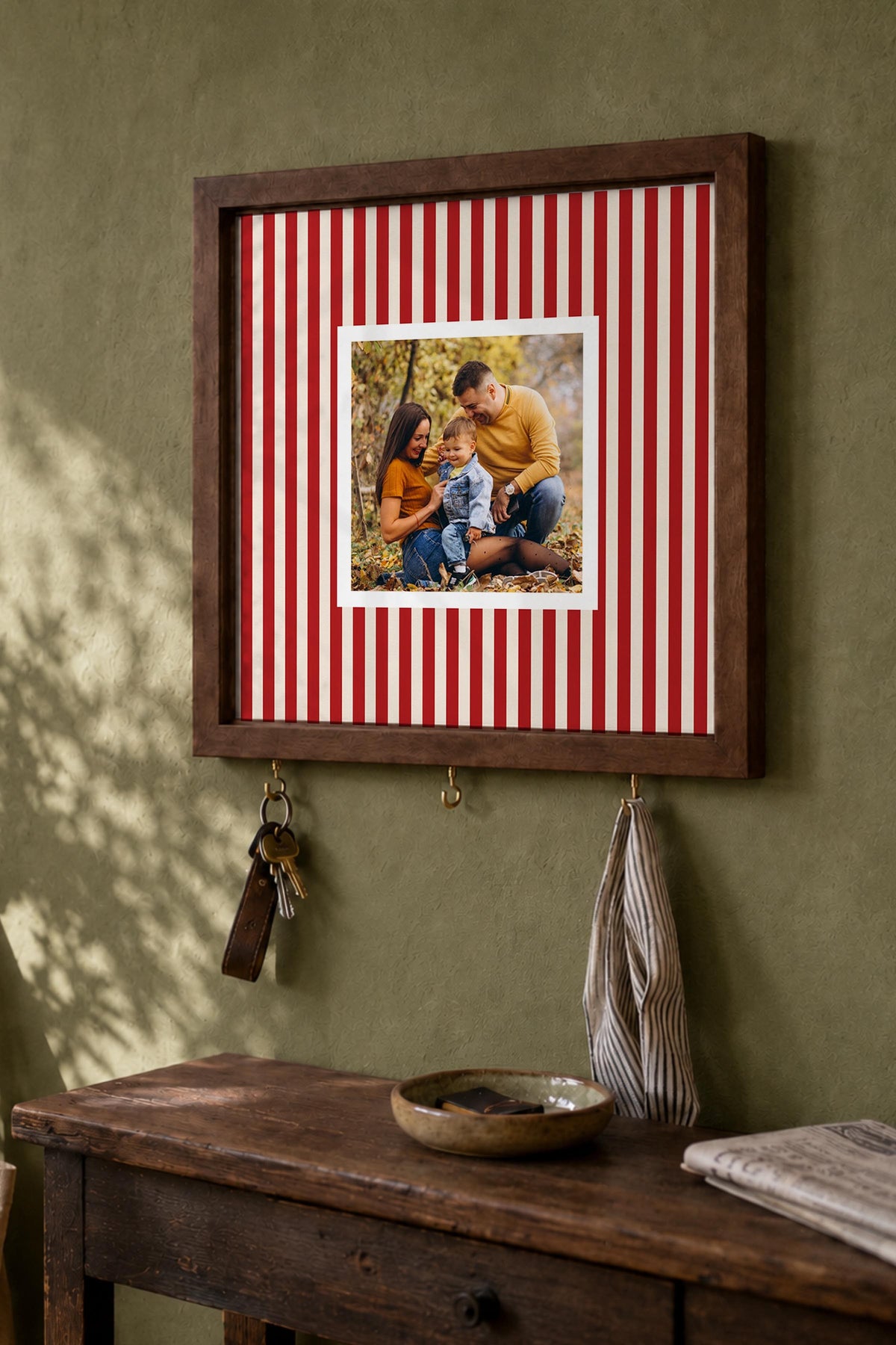 Kişiye Özel Tablo Anahtarlık, Photobooth Stili Kahverengi Fotoğraf Çerçevesi, Vintage Duvar Dekoru
