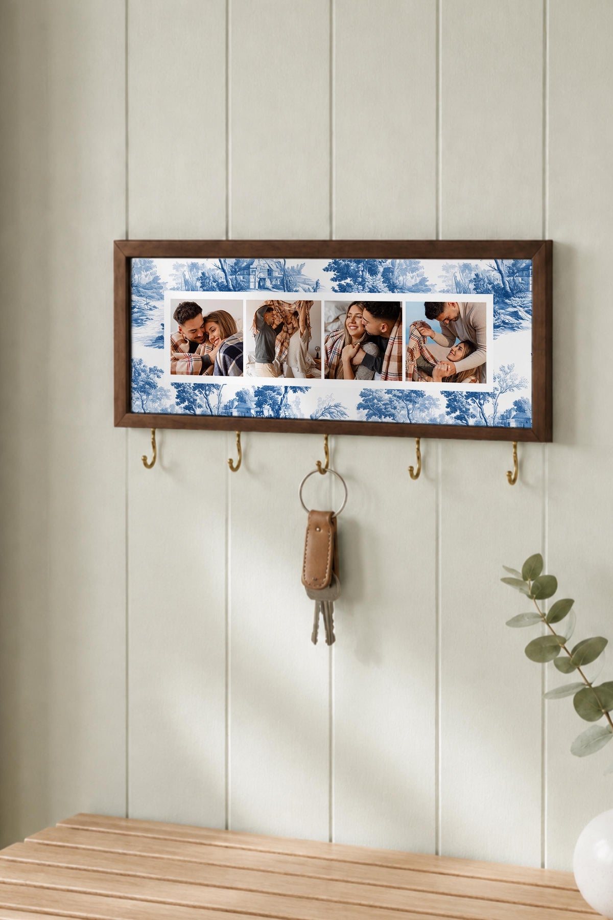 Kişiye Özel Tablo Anahtarlık, Photobooth Stili Kahverengi Fotoğraf Çerçevesi, Vintage Duvar Dekoru