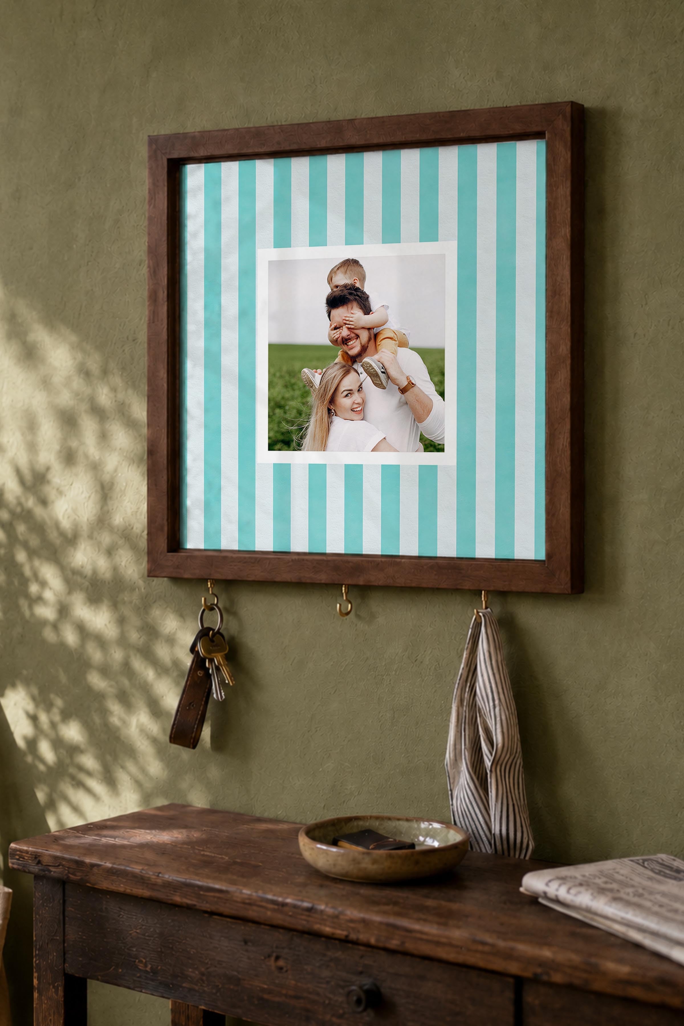 Kişiye Özel Tablo Anahtarlık, Photobooth Stili Kahverengi Fotoğraf Çerçevesi, Vintage Duvar Dekoru