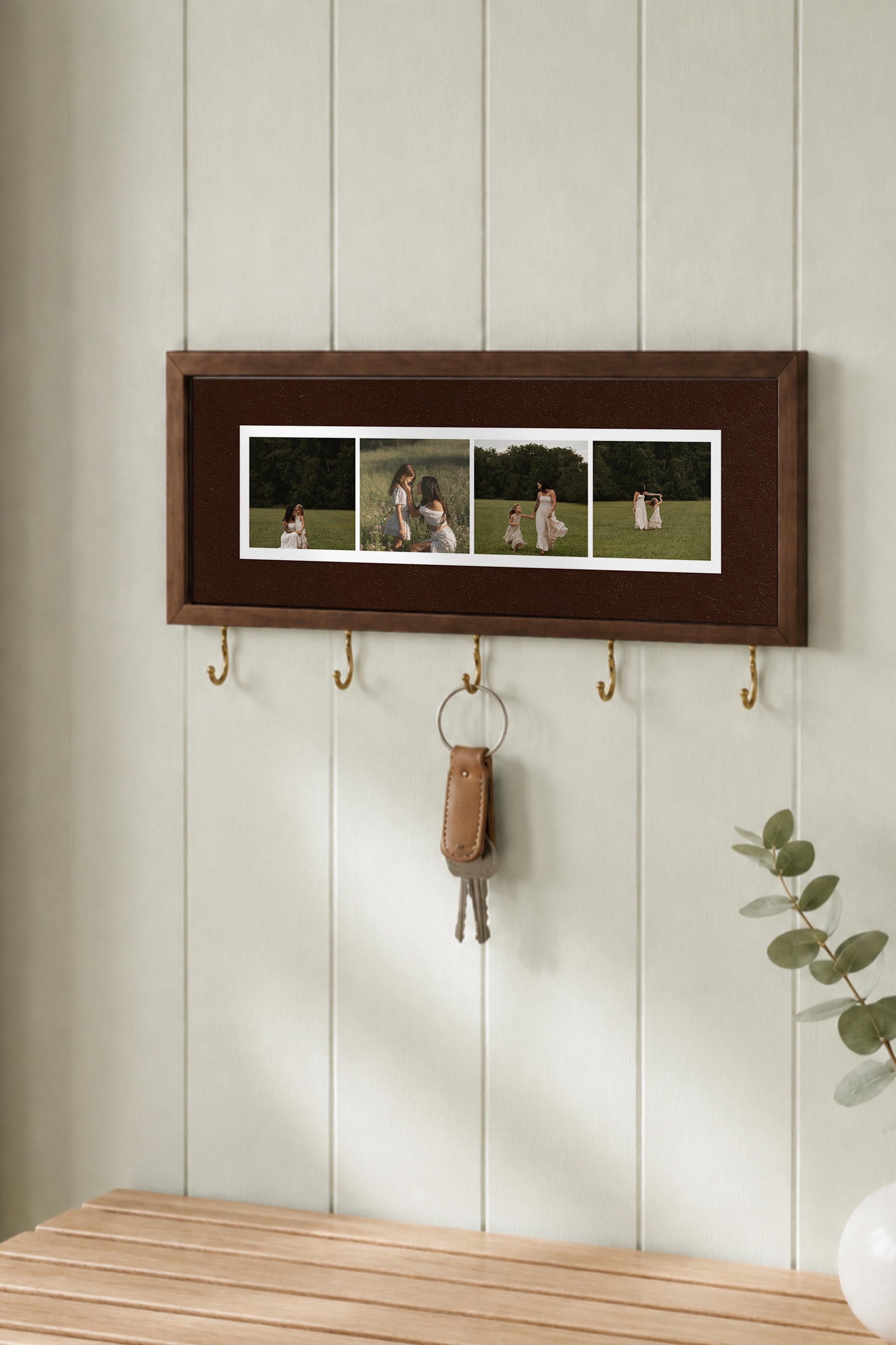 Kişiye Özel Tablo Anahtarlık, Photobooth Stili Kahverengi Fotoğraf Çerçevesi, Vintage Duvar Dekoru