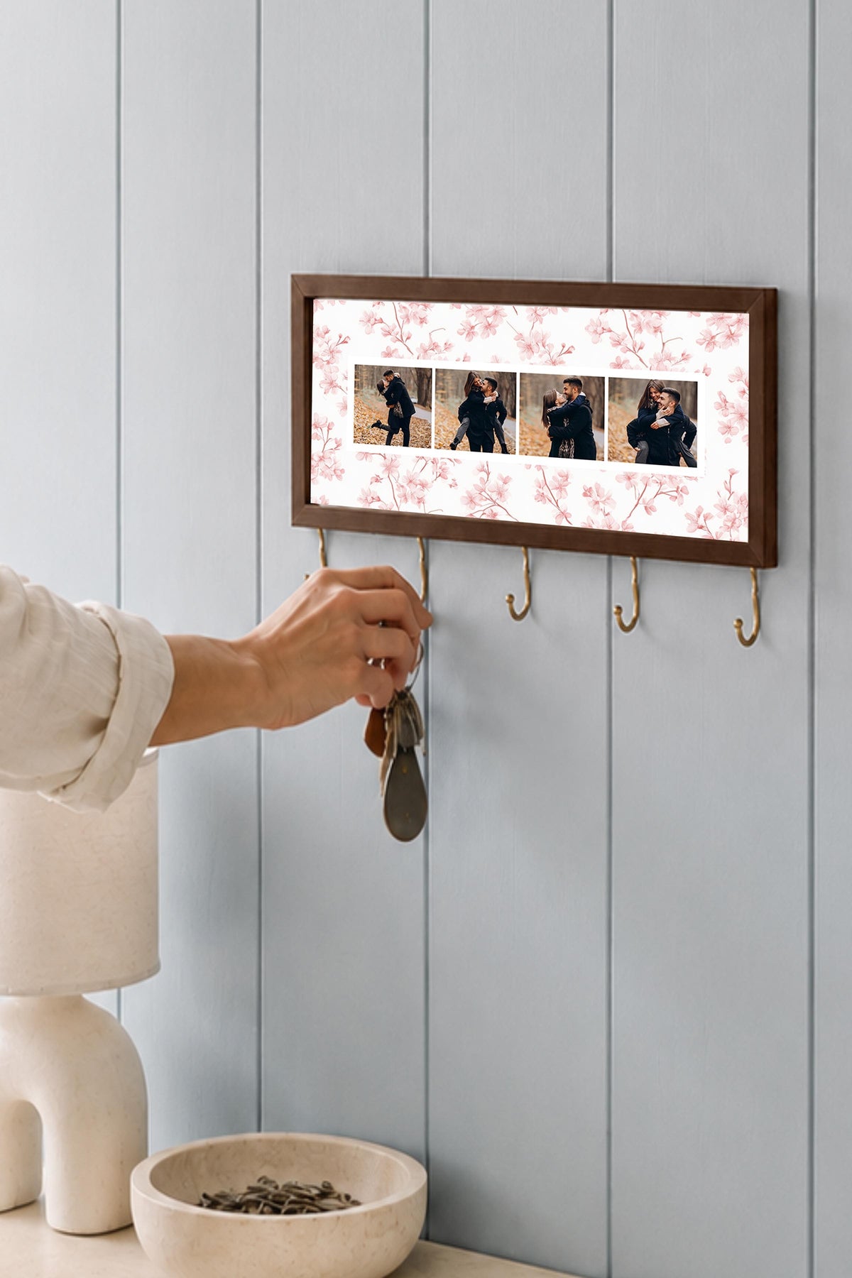 Kişiye Özel Tablo Anahtarlık, Photobooth Stili Kahverengi Fotoğraf Çerçevesi, Vintage Duvar Dekoru