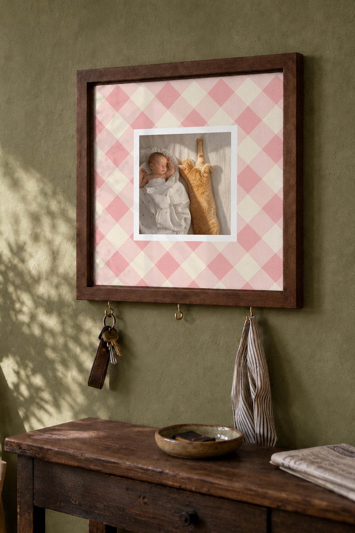 Kişiye Özel Tablo Anahtarlık, Photobooth Stili Kahverengi Fotoğraf Çerçevesi, Vintage Duvar Dekoru
