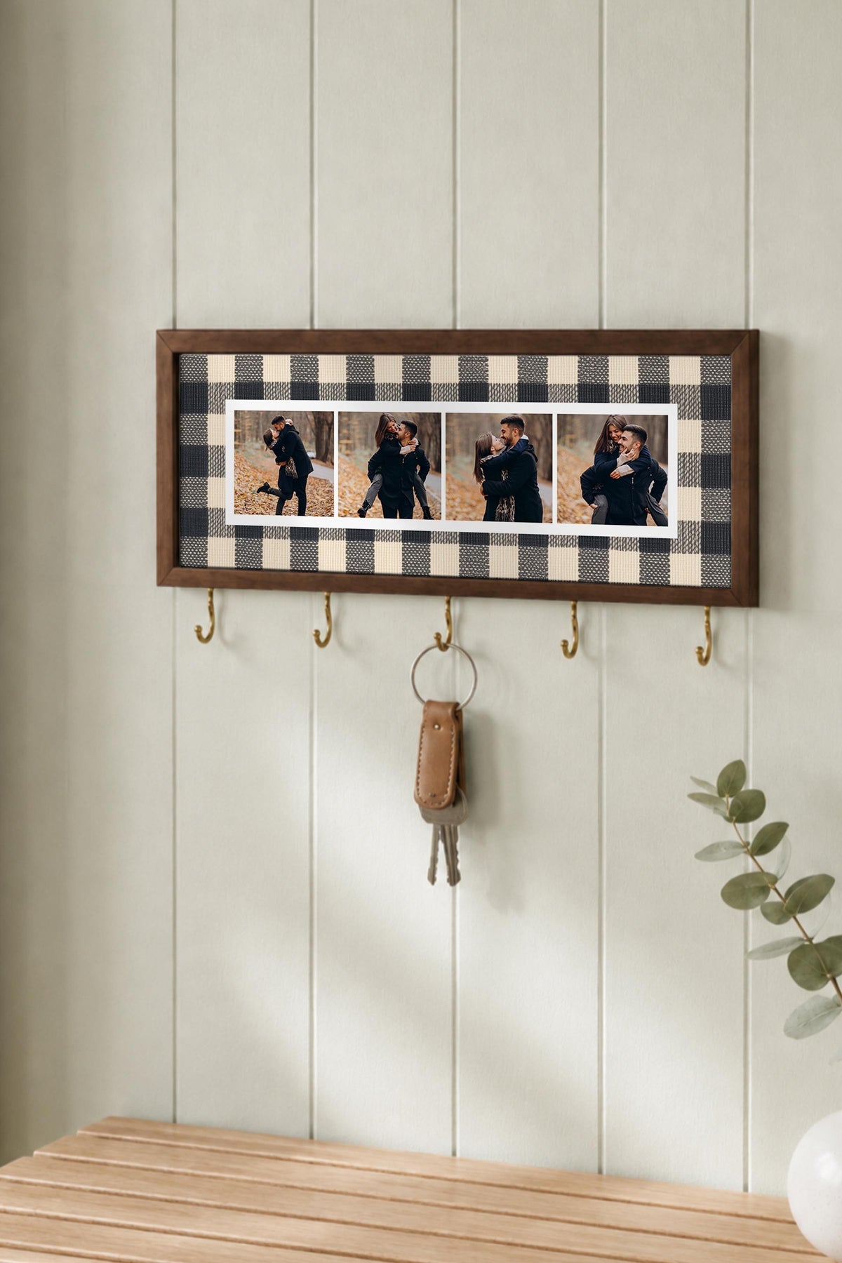 Kişiye Özel Tablo Anahtarlık, Photobooth Stili Kahverengi Fotoğraf Çerçevesi, Vintage Duvar Dekoru