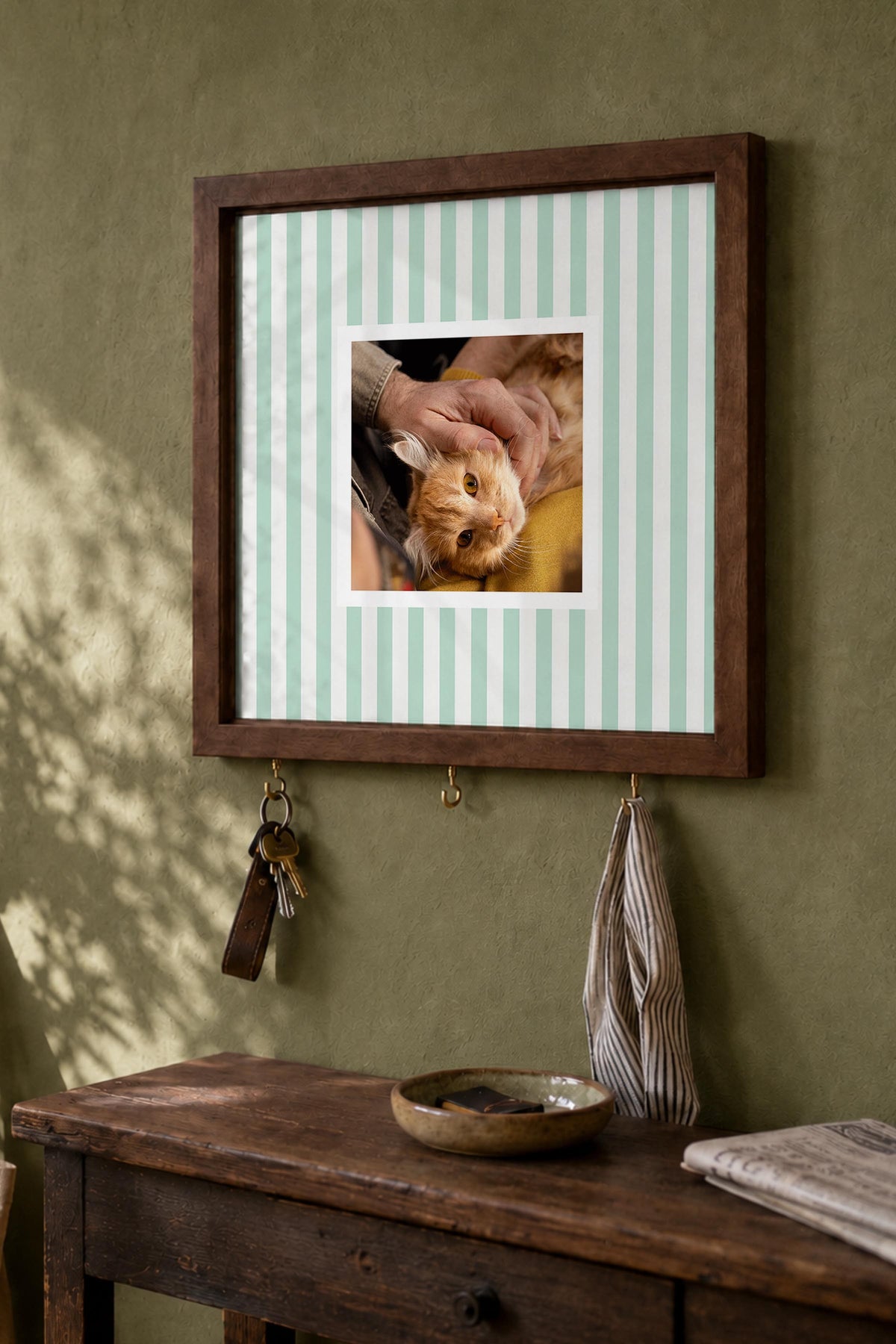 Kişiye Özel Tablo Anahtarlık, Photobooth Stili Kahverengi Fotoğraf Çerçevesi, Vintage Duvar Dekoru