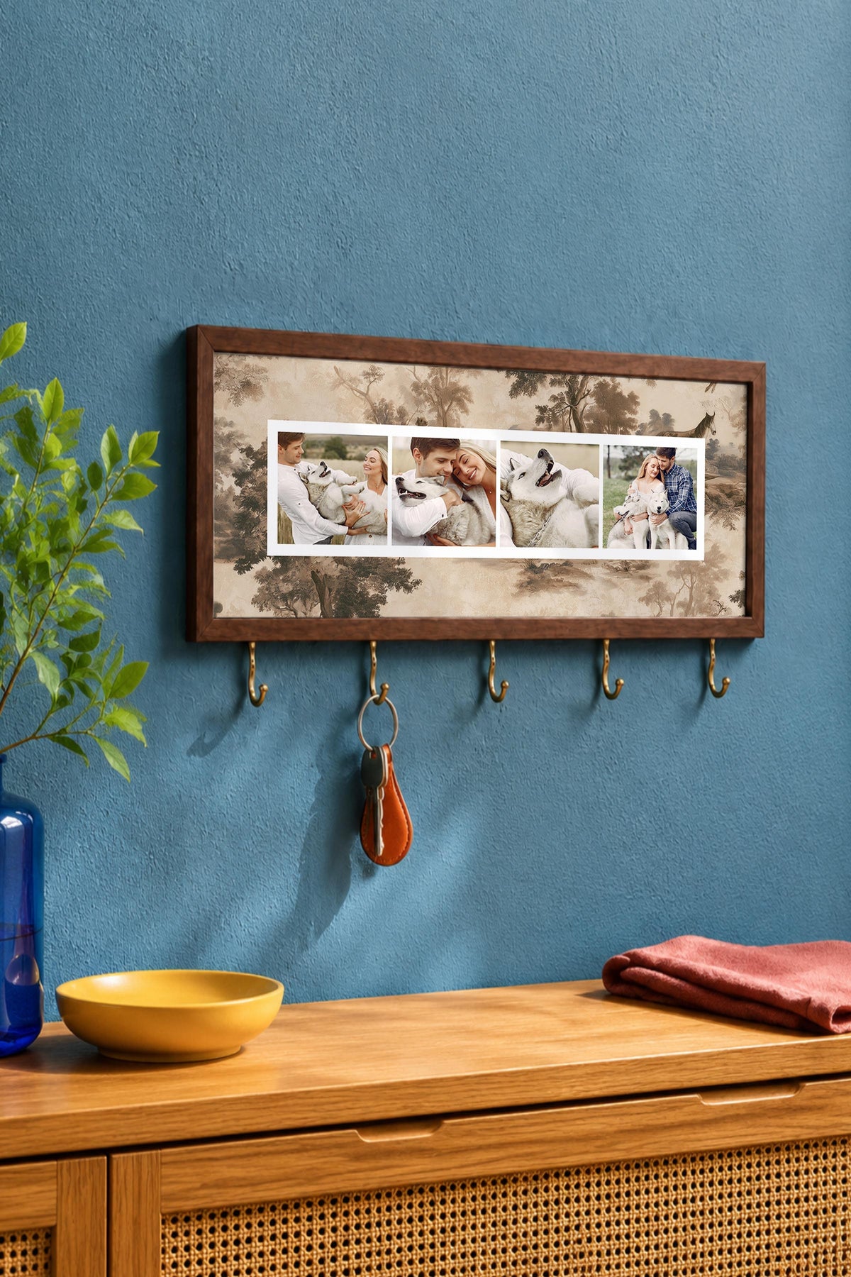 Kişiye Özel Tablo Anahtarlık, Photobooth Stili Kahverengi Fotoğraf Çerçevesi, Vintage Duvar Dekoru