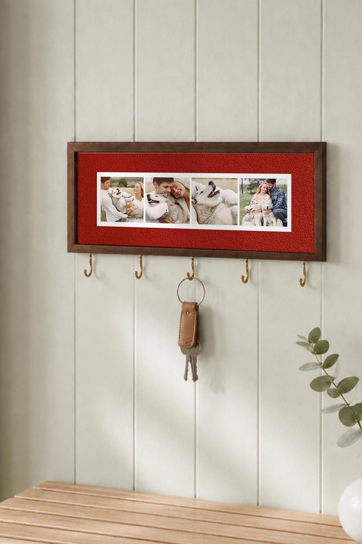 Kişiye Özel Tablo Anahtarlık, Photobooth Stili Kahverengi Fotoğraf Çerçevesi, Vintage Duvar Dekoru