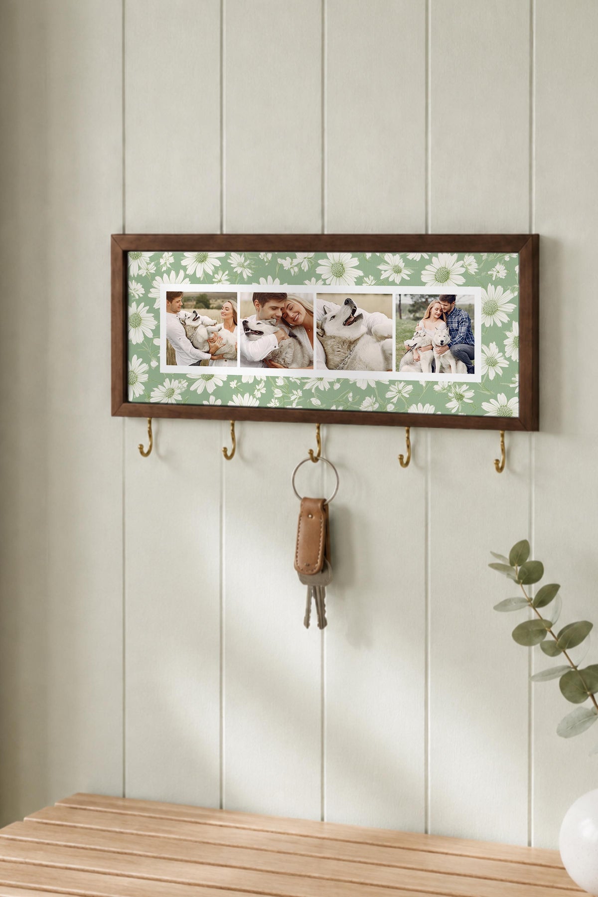Kişiye Özel Tablo Anahtarlık, Photobooth Stili Kahverengi Fotoğraf Çerçevesi, Vintage Duvar Dekoru