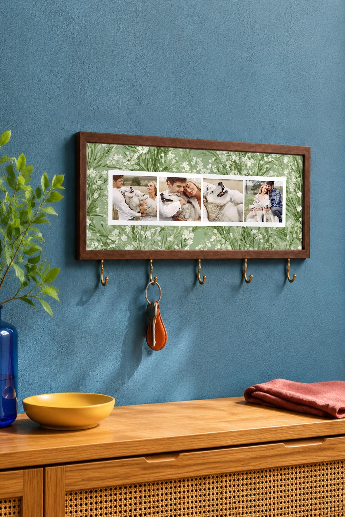 Kişiye Özel Tablo Anahtarlık, Photobooth Stili Kahverengi Fotoğraf Çerçevesi, Vintage Duvar Dekoru