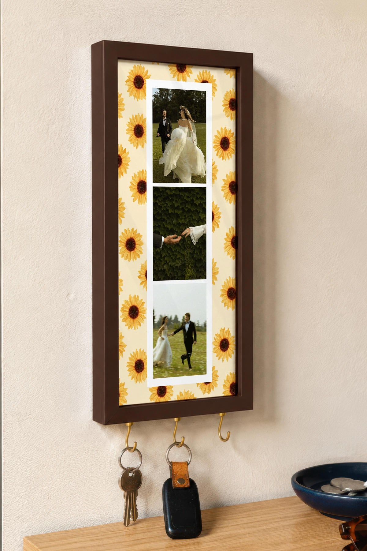 Kişiye Özel Tablo Anahtarlık, Photobooth Stili Kahverengi Fotoğraf Çerçevesi, Vintage Duvar Dekoru