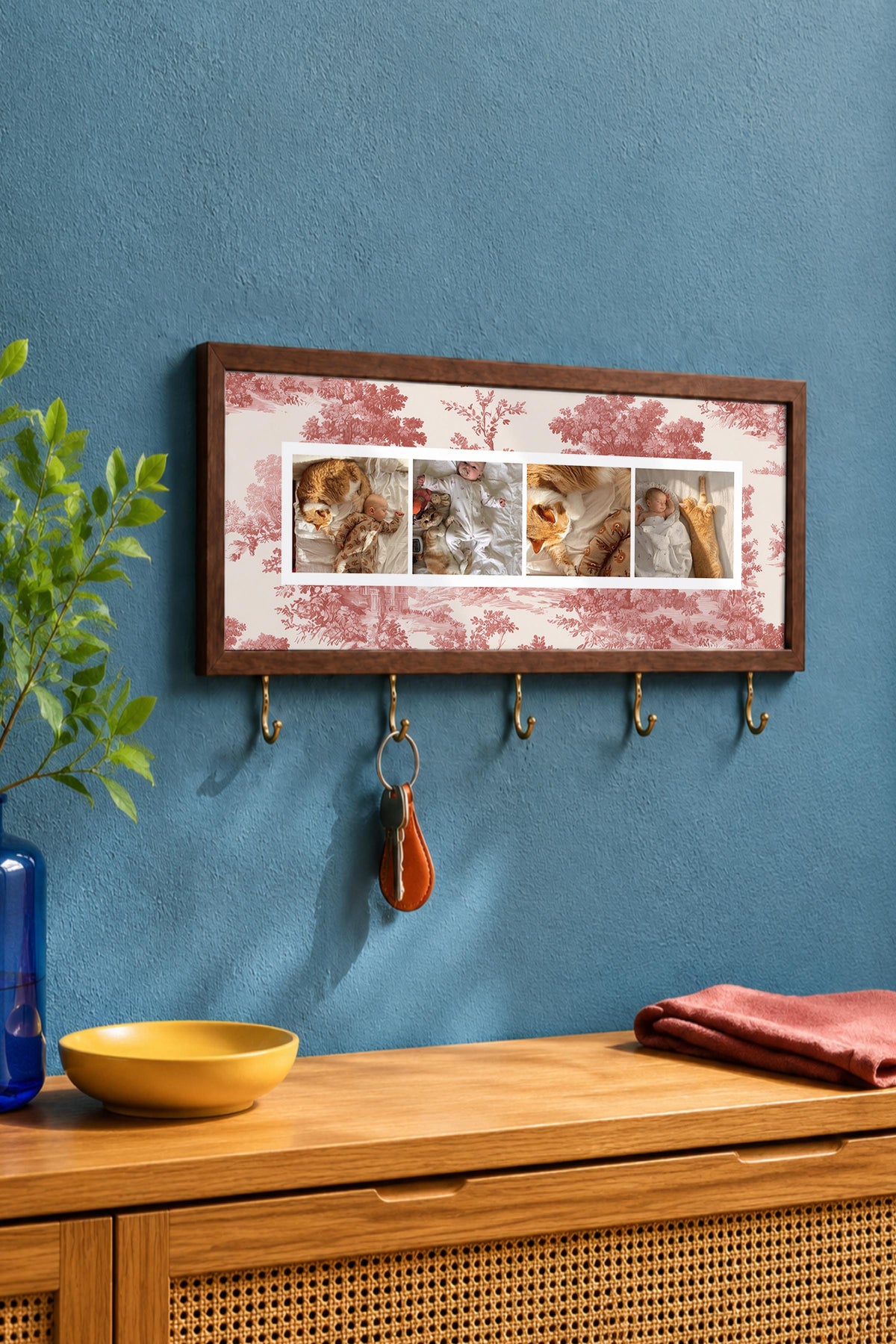 Kişiye Özel Tablo Anahtarlık, Photobooth Stili Kahverengi Fotoğraf Çerçevesi, Vintage Duvar Dekoru