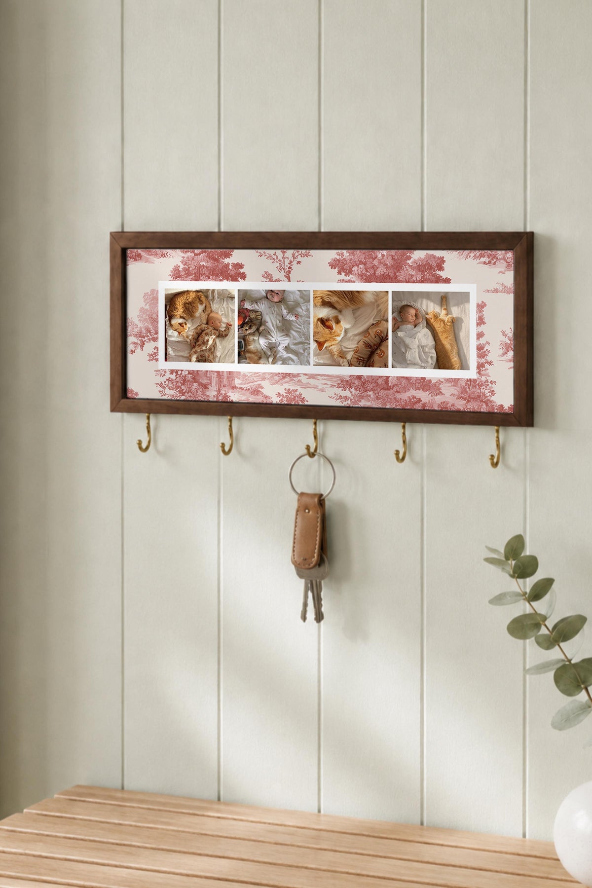 Kişiye Özel Tablo Anahtarlık, Photobooth Stili Kahverengi Fotoğraf Çerçevesi, Vintage Duvar Dekoru