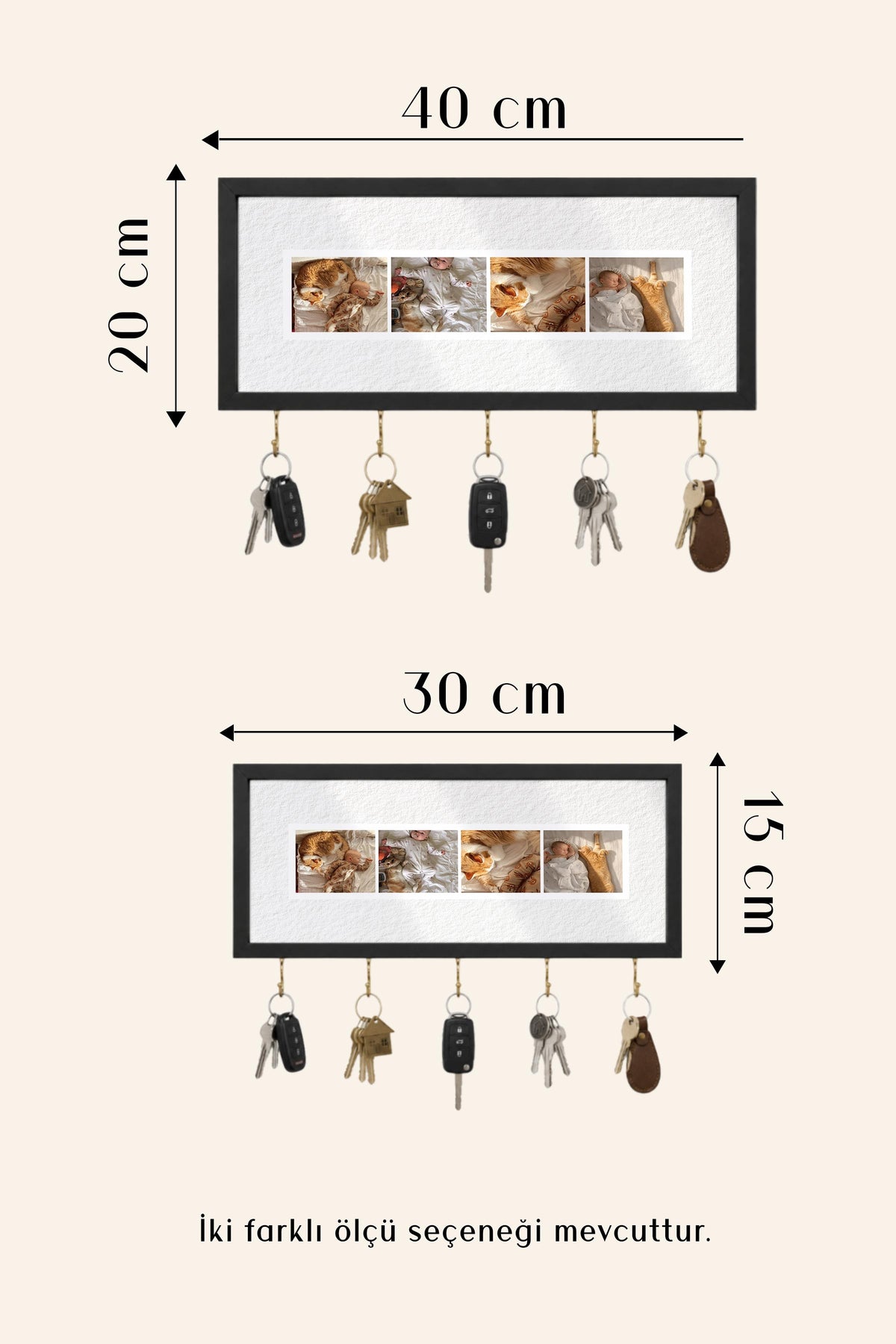 Kişiye Özel Tablo Anahtarlık, Photobooth Stili Kahverengi Fotoğraf Çerçevesi, Vintage Duvar Dekoru