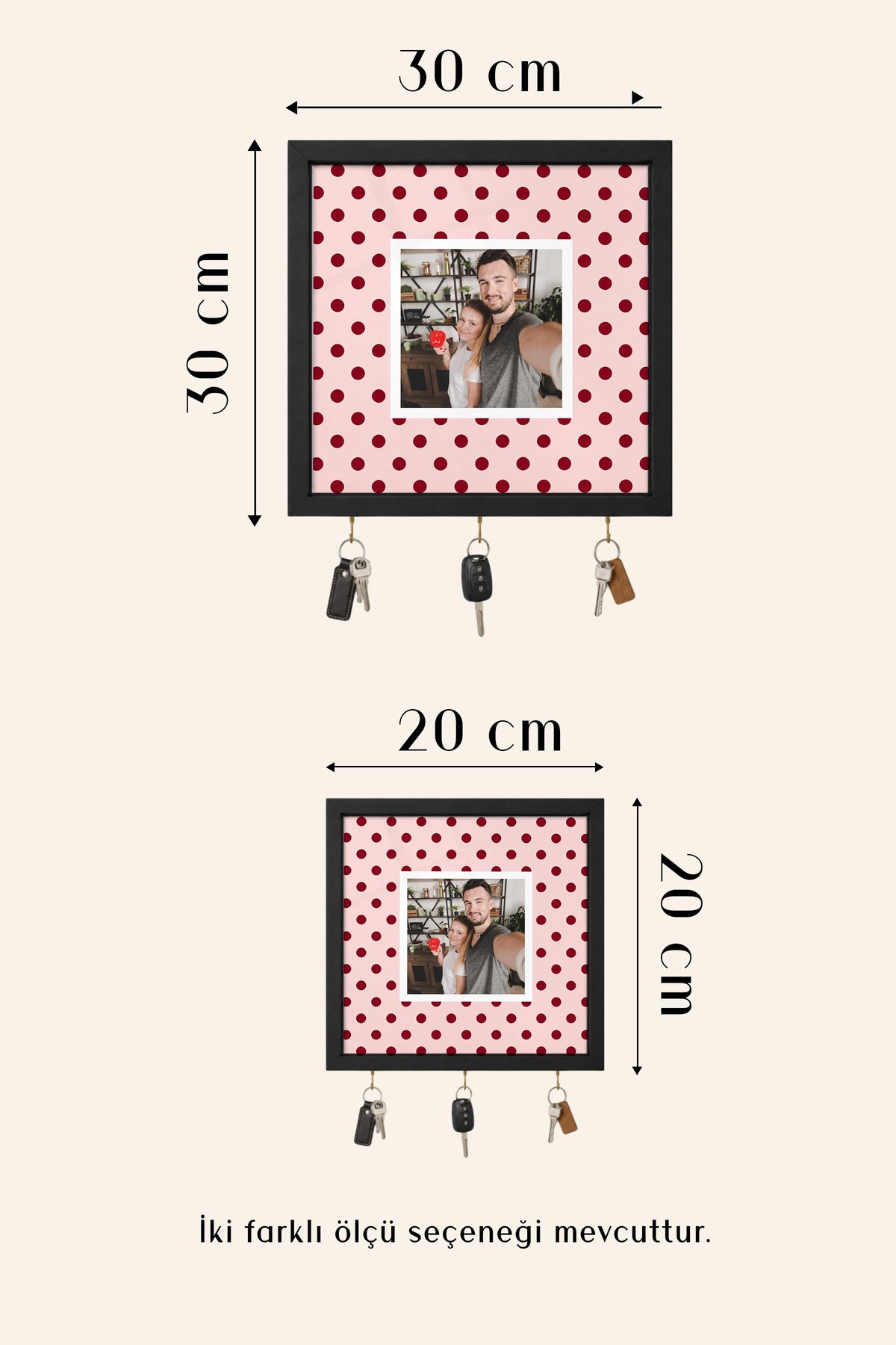 Kişiye Özel Tablo Anahtarlık, Photobooth Stili Kahverengi Fotoğraf Çerçevesi, Vintage Duvar Dekoru
