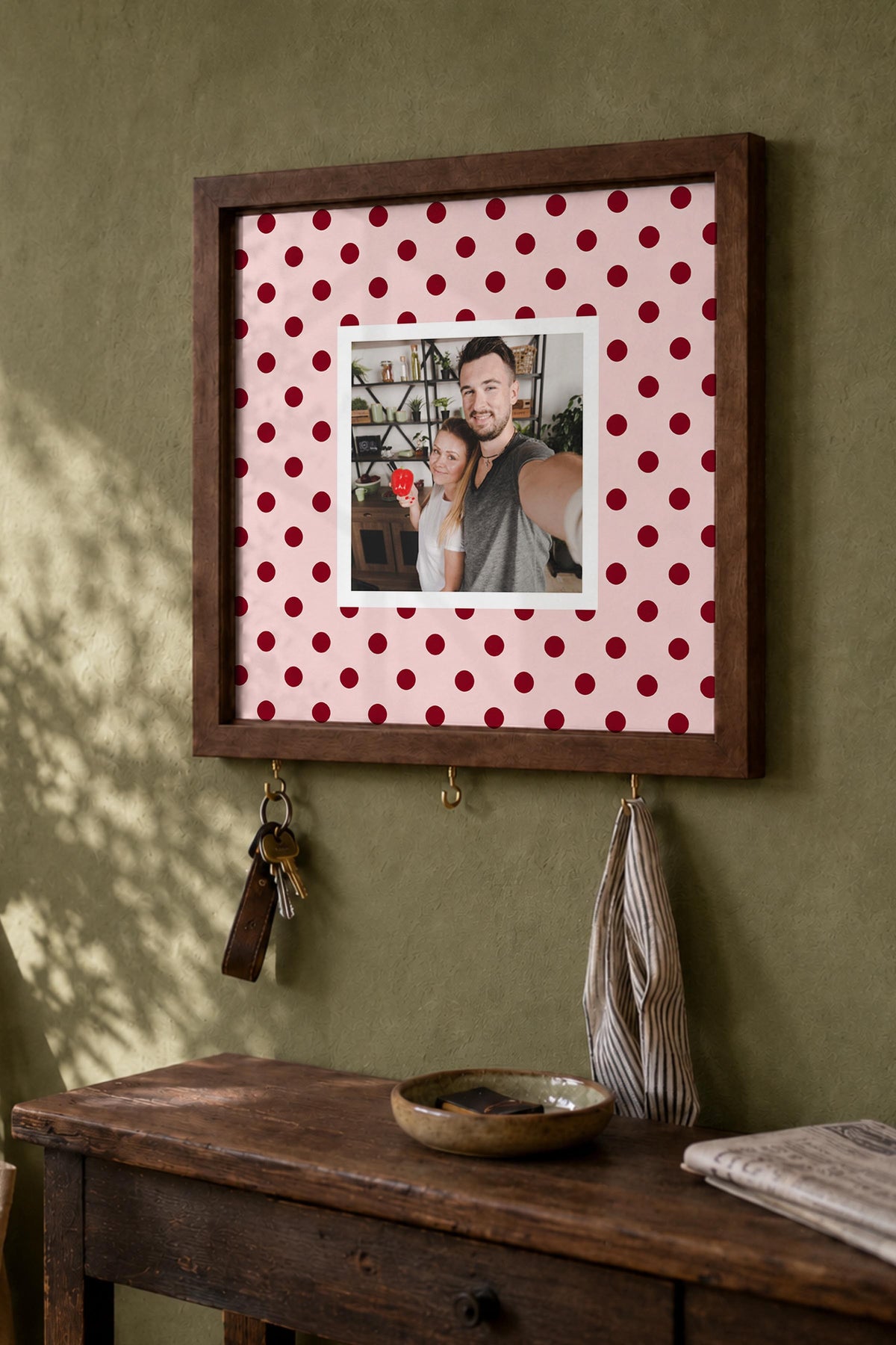 Kişiye Özel Tablo Anahtarlık, Photobooth Stili Kahverengi Fotoğraf Çerçevesi, Vintage Duvar Dekoru