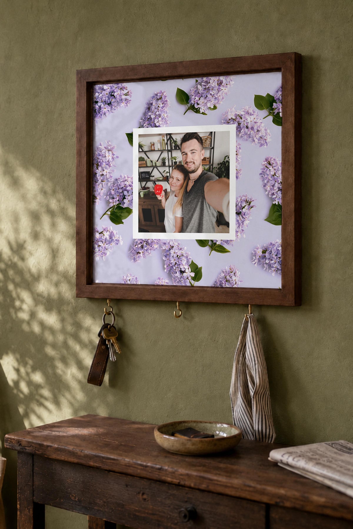 Kişiye Özel Tablo Anahtarlık, Photobooth Stili Kahverengi Fotoğraf Çerçevesi, Vintage Duvar Dekoru