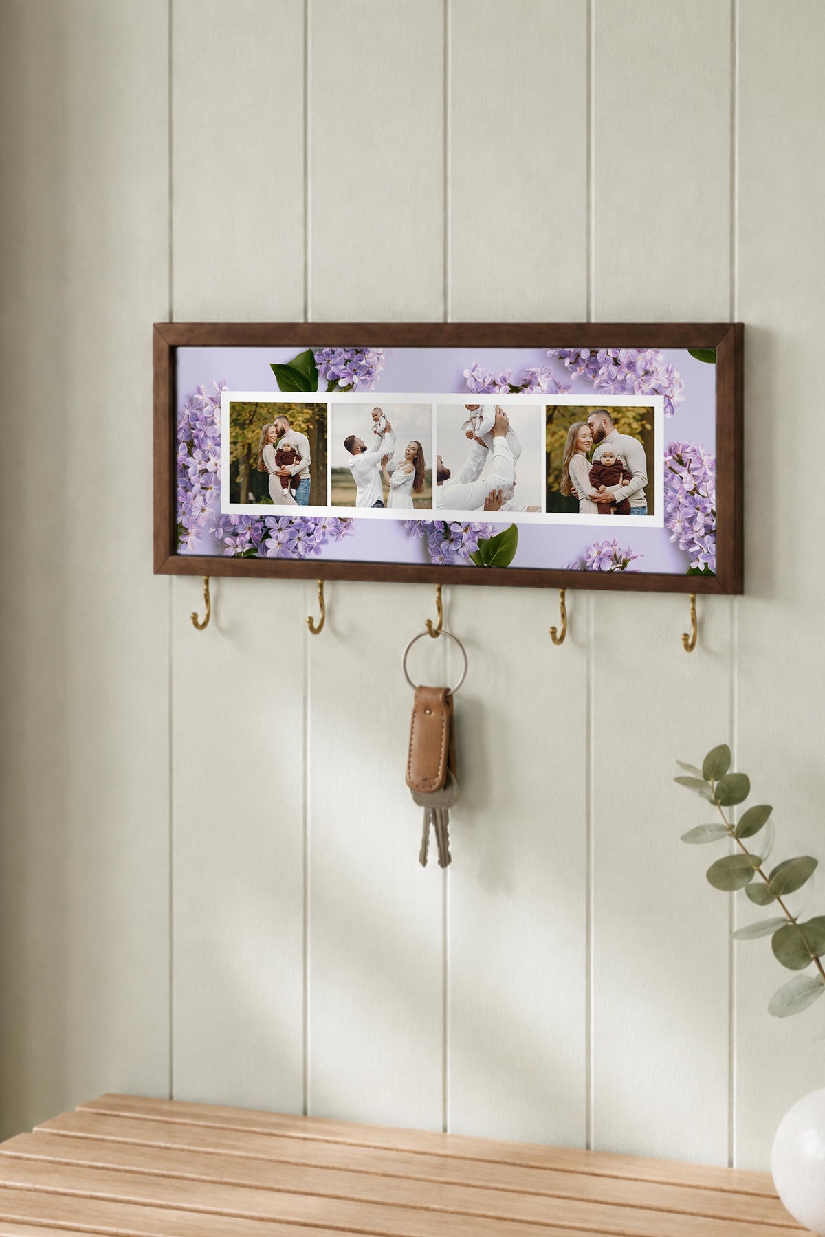 Kişiye Özel Tablo Anahtarlık, Photobooth Stili Kahverengi Fotoğraf Çerçevesi, Vintage Duvar Dekoru