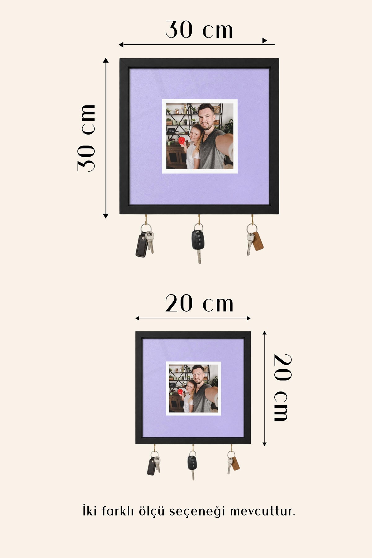 Kişiye Özel Tablo Anahtarlık, Photobooth Stili Kahverengi Fotoğraf Çerçevesi, Vintage Duvar Dekoru