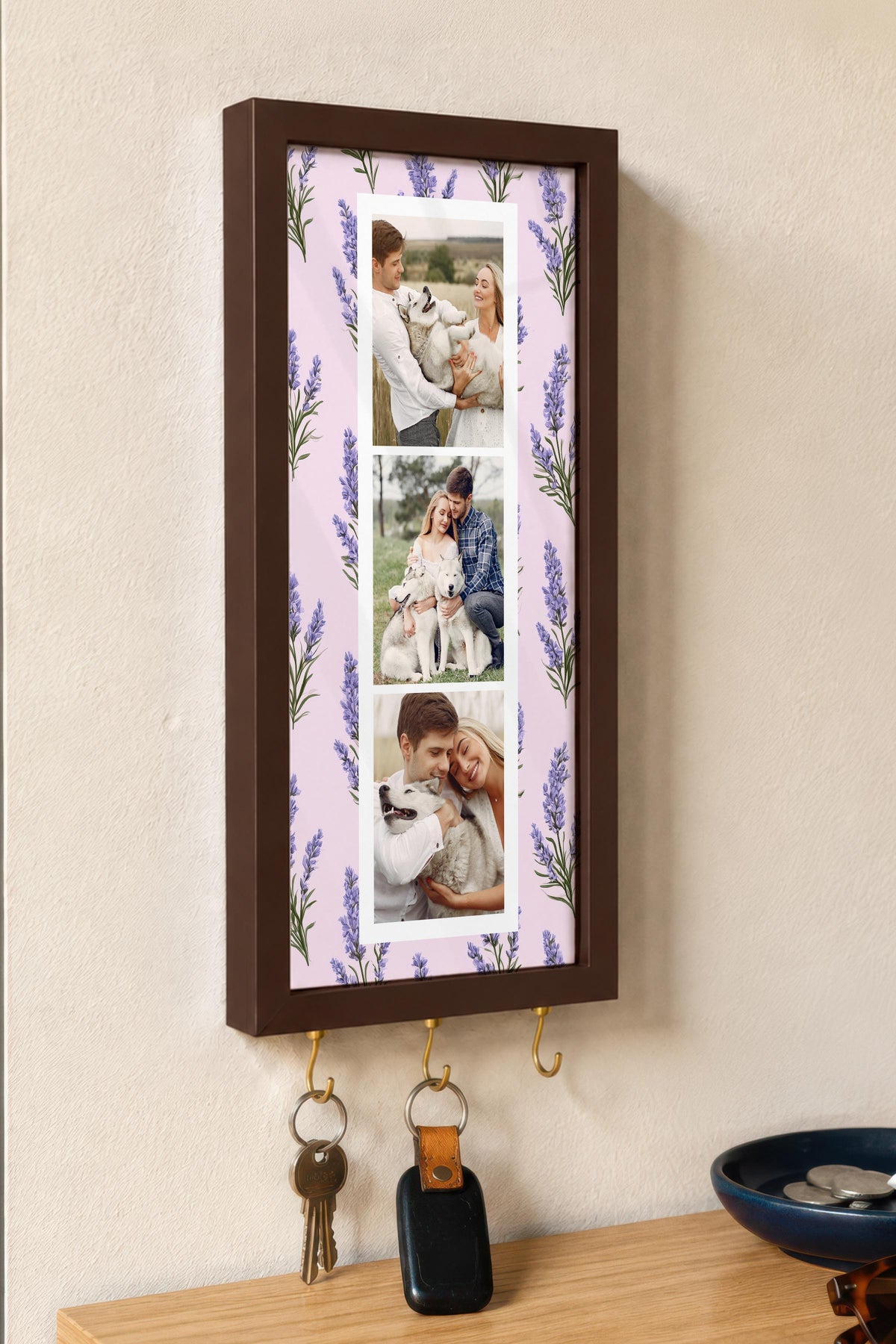Kişiye Özel Tablo Anahtarlık, Photobooth Stili Kahverengi Fotoğraf Çerçevesi, Vintage Duvar Dekoru